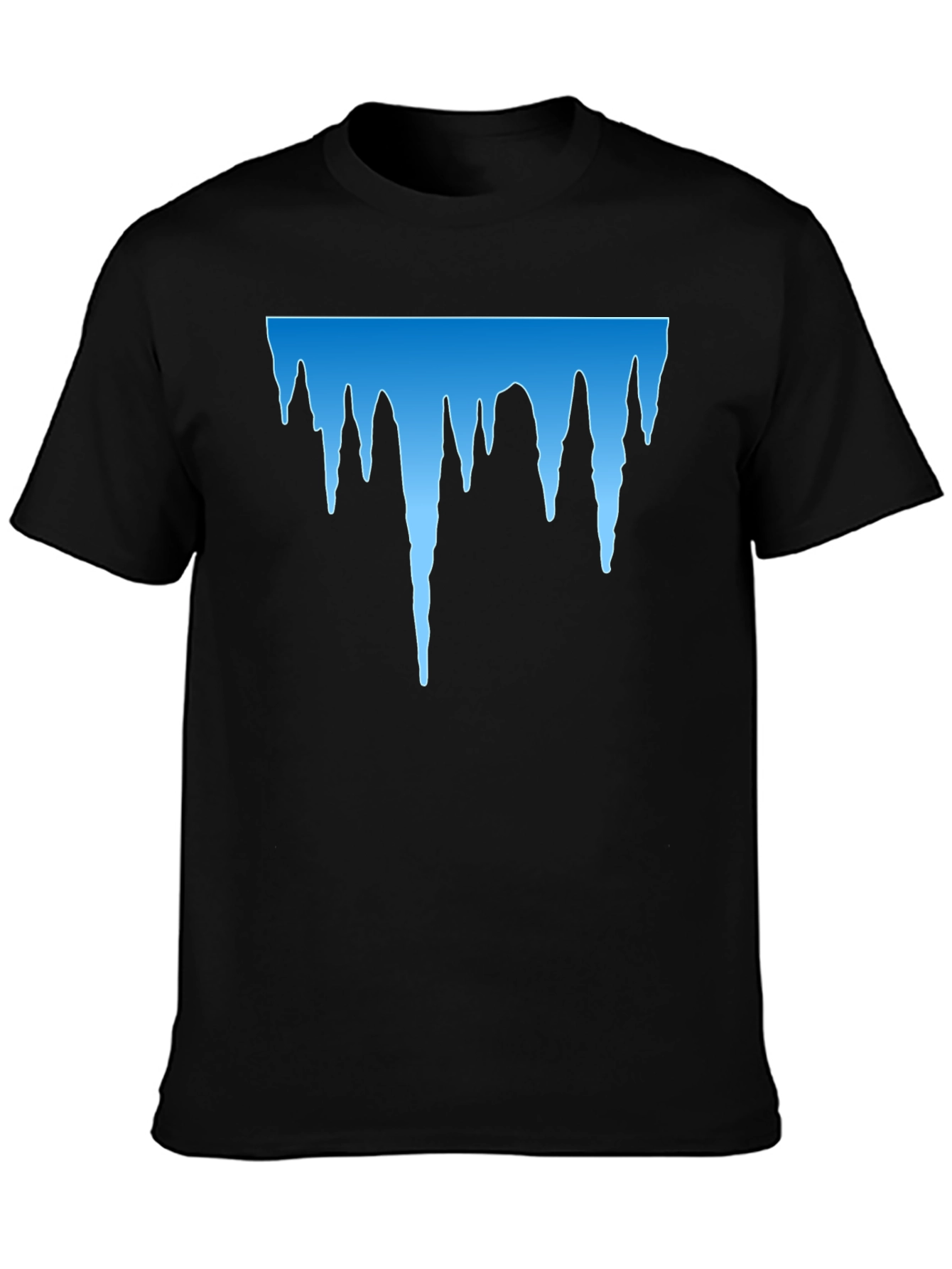 Black Icy Blue Drip Graphic Black T-Shirt view 3
