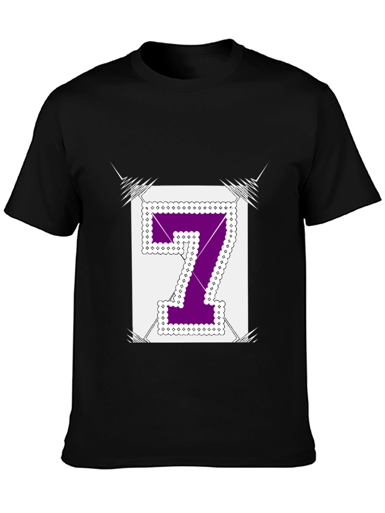 Black Number 7 Graphic Tee - Black Cotton Blend Shirt view 3