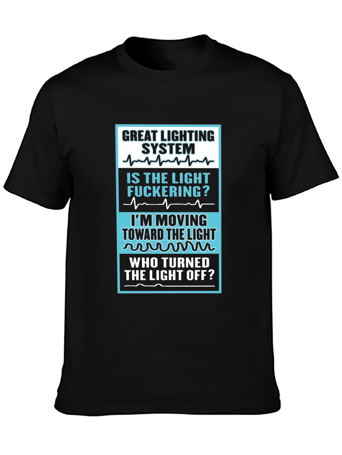 Black Great Lighting System T-Shirt view 3