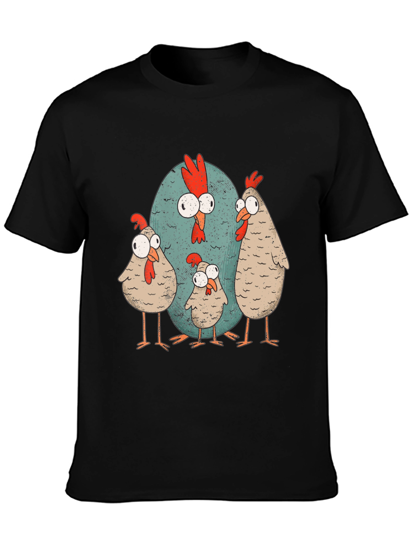 Black Funny Chicken Graphic Tee - Quirky Cartoon Design view 3