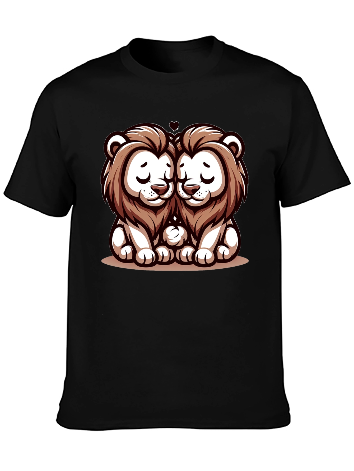 Black Cute Lion Love T-Shirt view 3