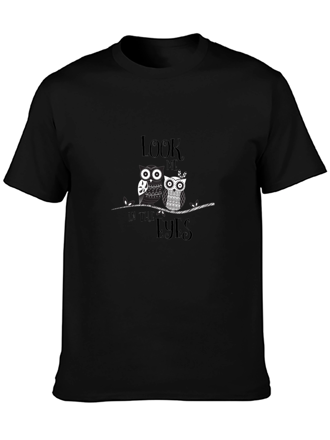 Black Look Me In The Eyes Owl Graphic T-Shirt view 3