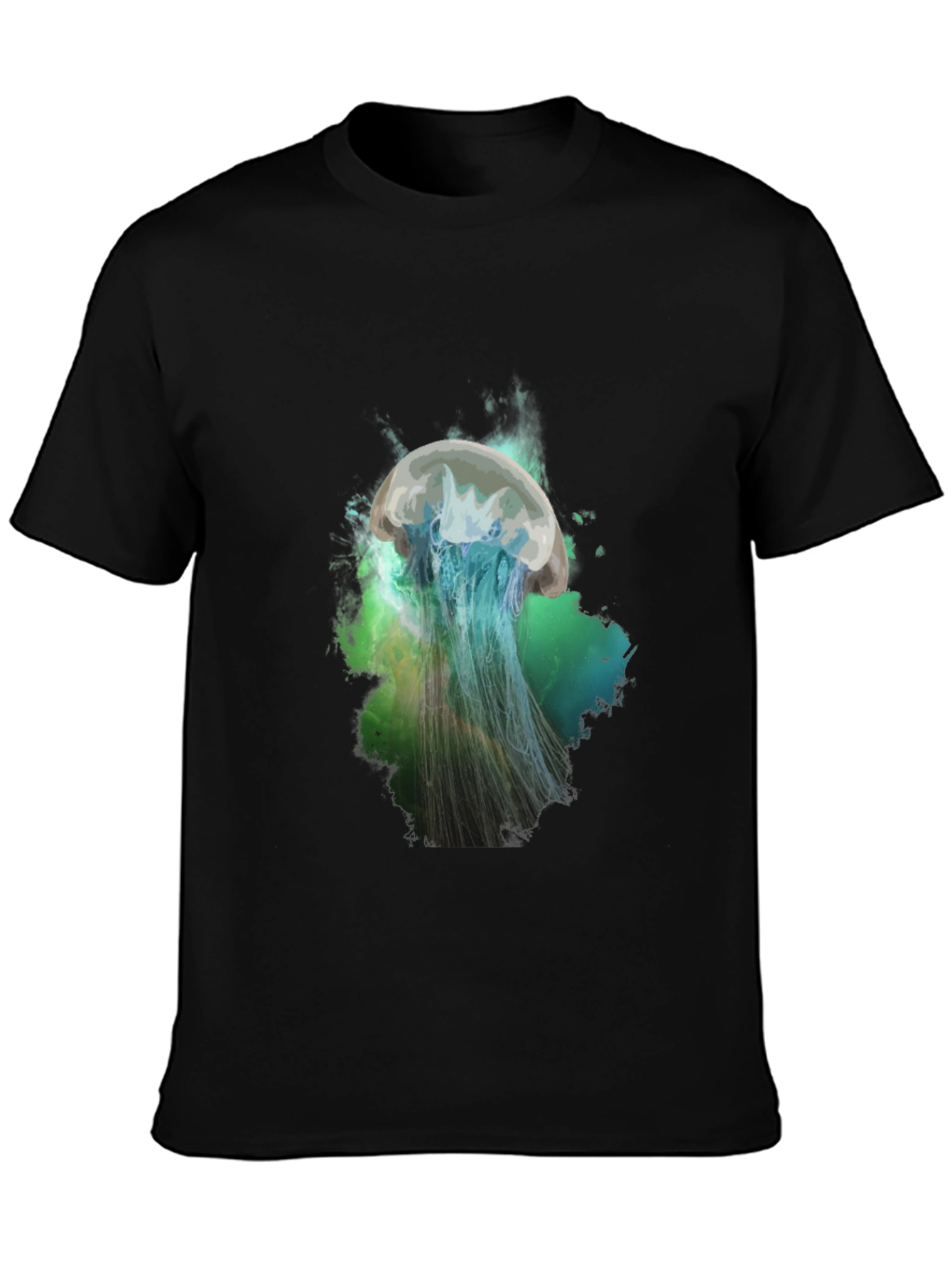 Black Jellyfish Graphic Print T-Shirt - Black view 3