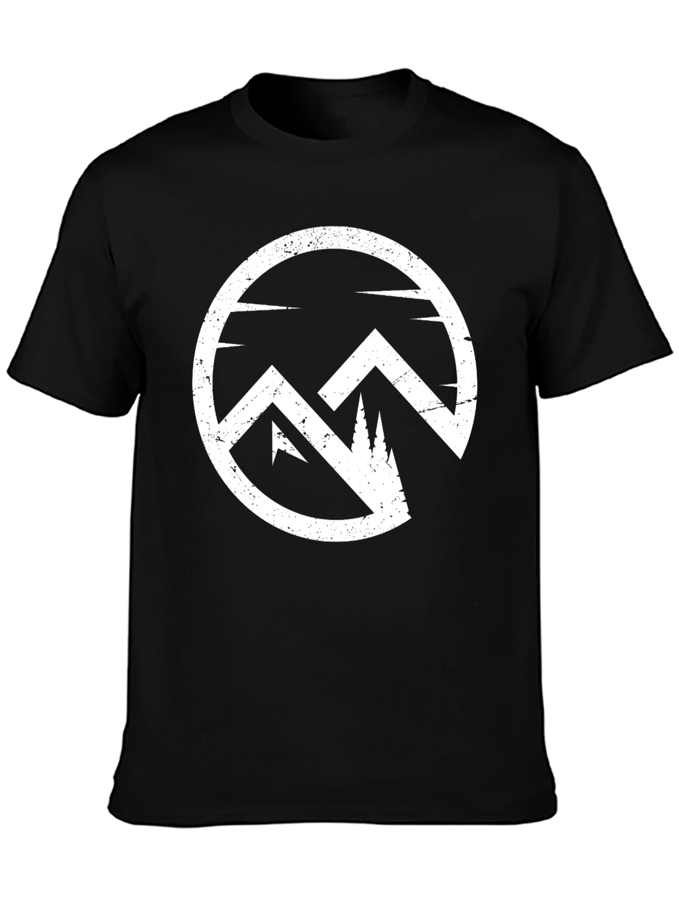 Black Mountain Circle Graphic Tee - Black Cotton Blend T-Shirt view 3