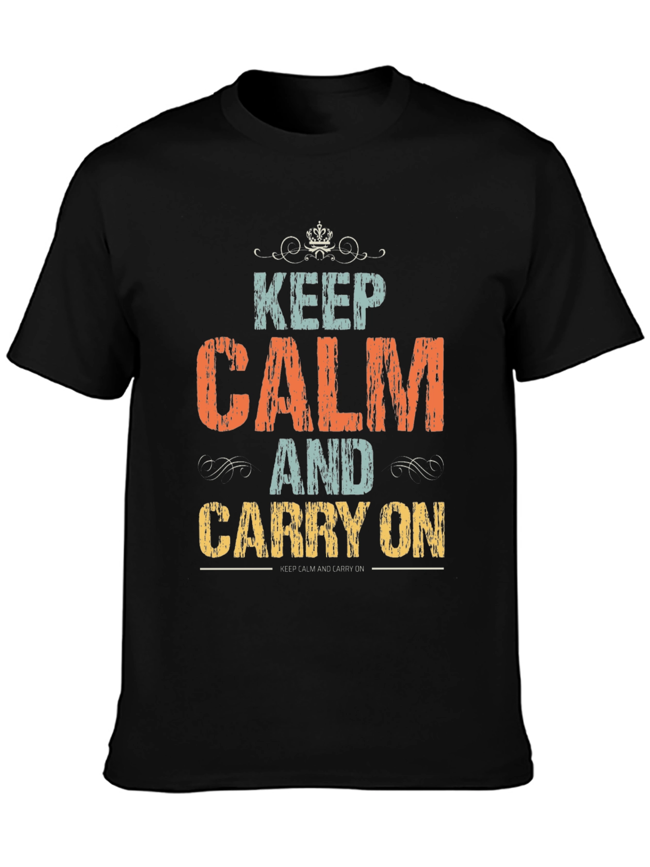 Black Keep Calm T-Shirt:  Vintage Style Graphic Tee view 3
