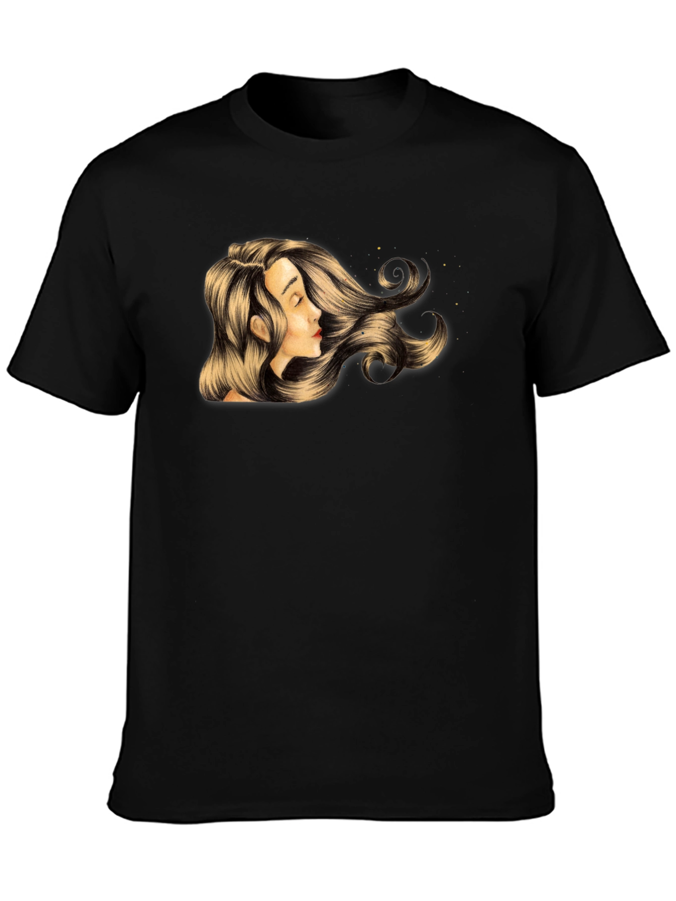 Black Woman Portrait Graphic T-Shirt - Stylish Black Tee view 3