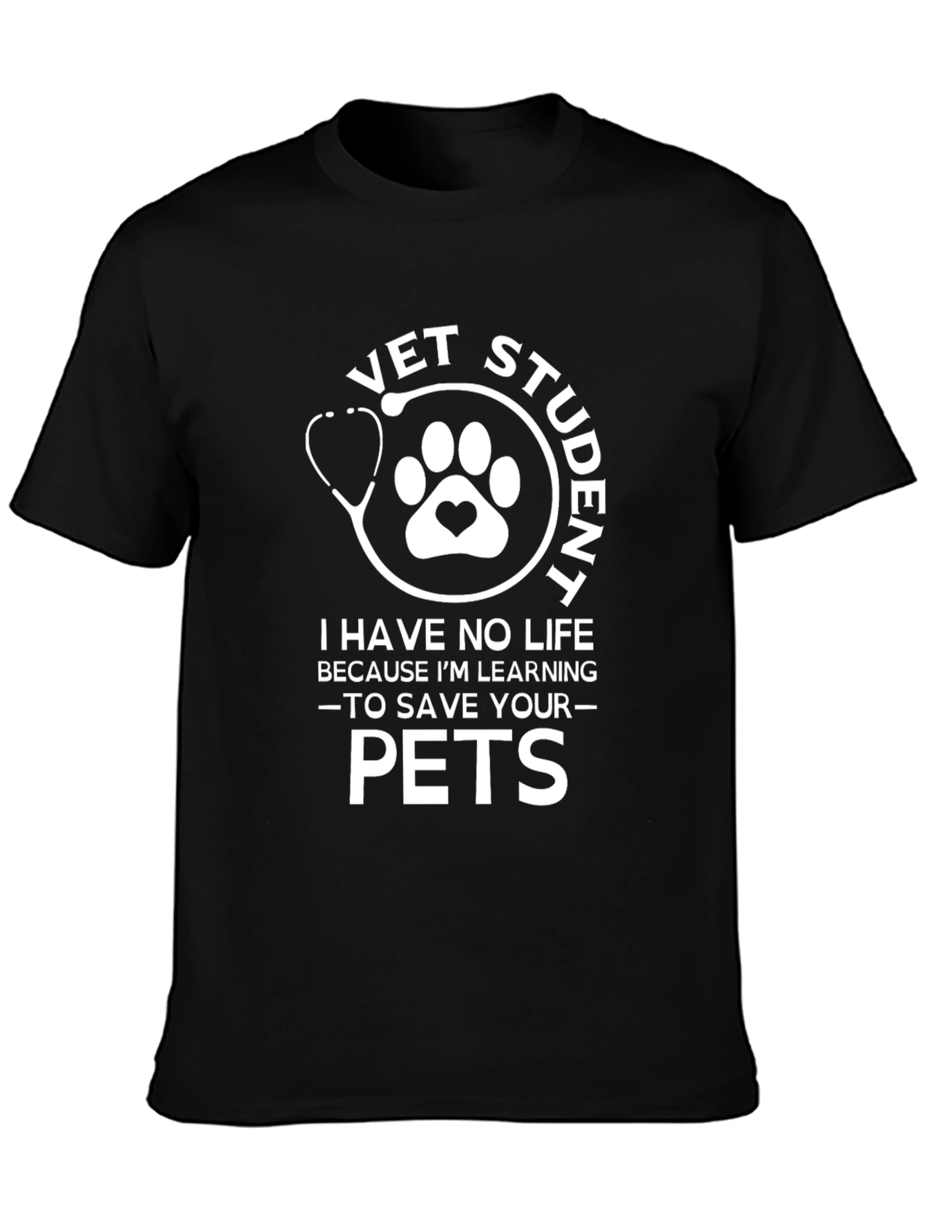 Black Vet Student Graphic T-Shirt - Save Your Pets view 3