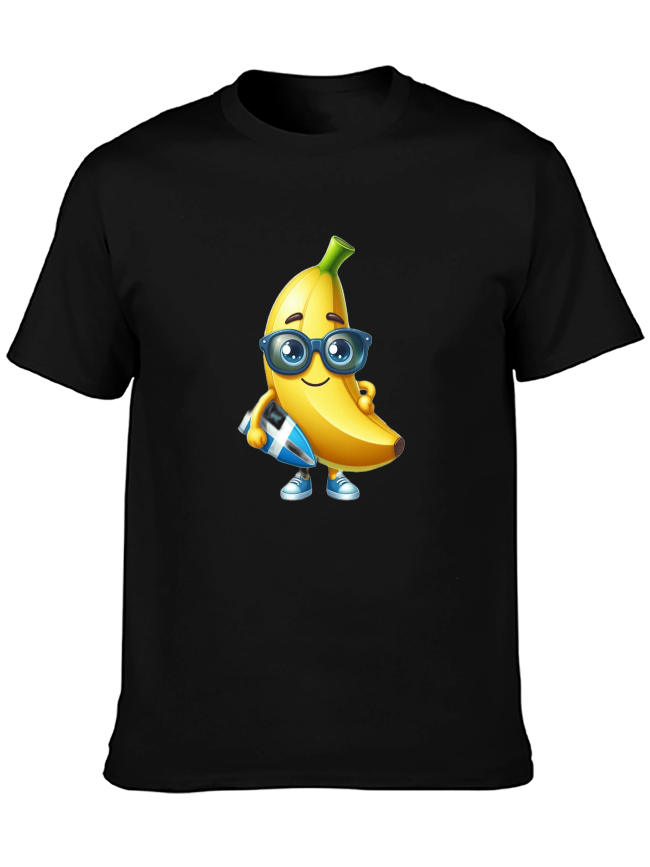 Black Cool Banana Graphic Tee - Black Cotton T-Shirt view 3