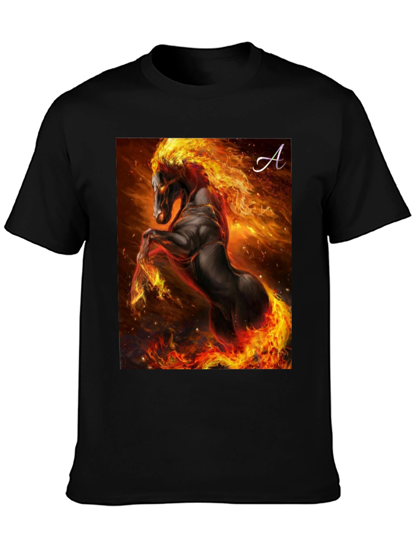 Black Fiery Horse Graphic T-Shirt - Black view 3