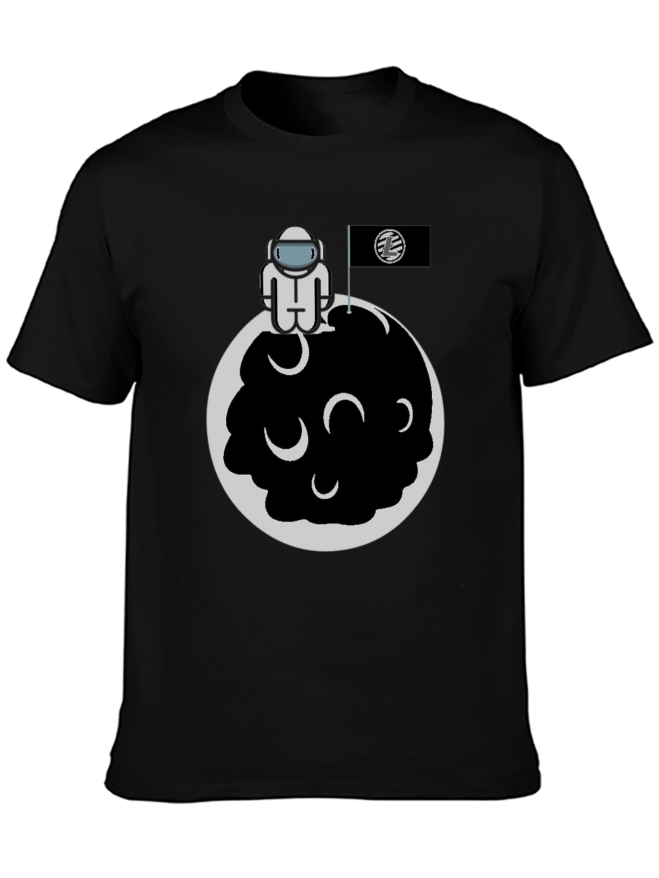 Black Astronaut on Moon Graphic Tee - Black Cotton Blend view 3