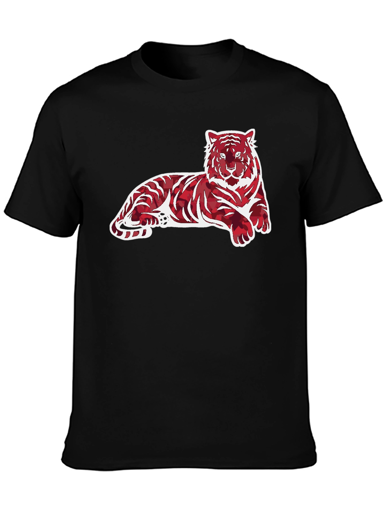 Black Tiger Print Graphic Tee - Men's Casual Wear view 3