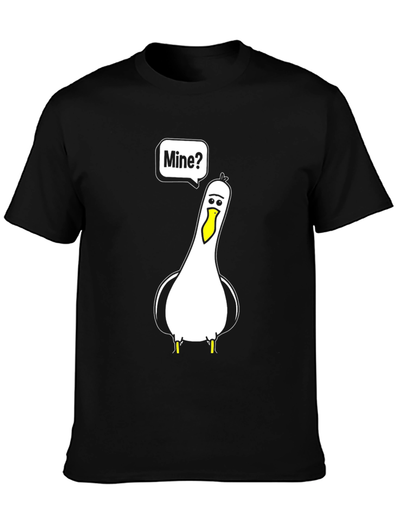 Black Funny Seagull 'Mine?' Graphic T-Shirt view 3