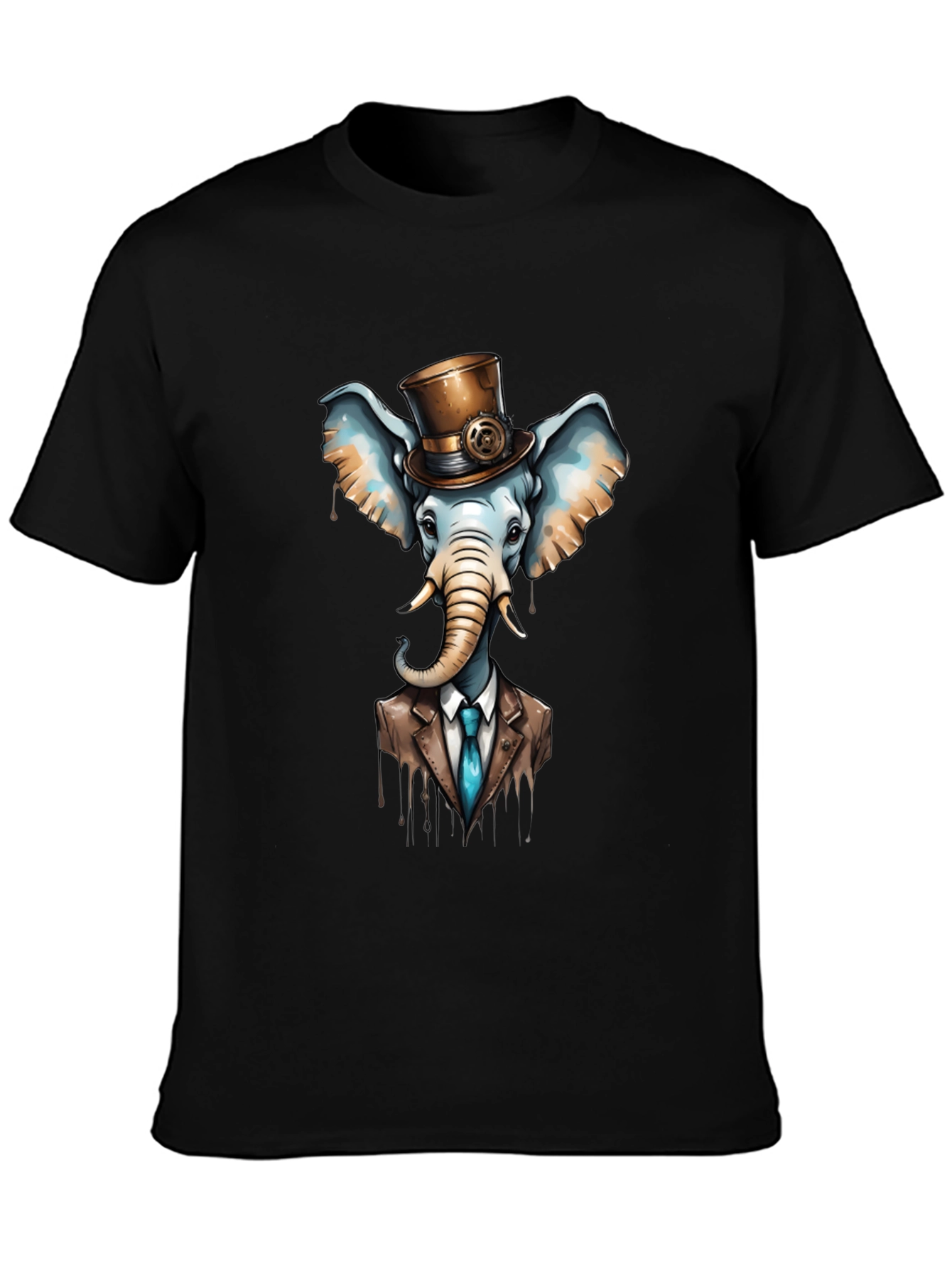Black Steampunk Elephant T-Shirt - Classy Animal Tee view 3