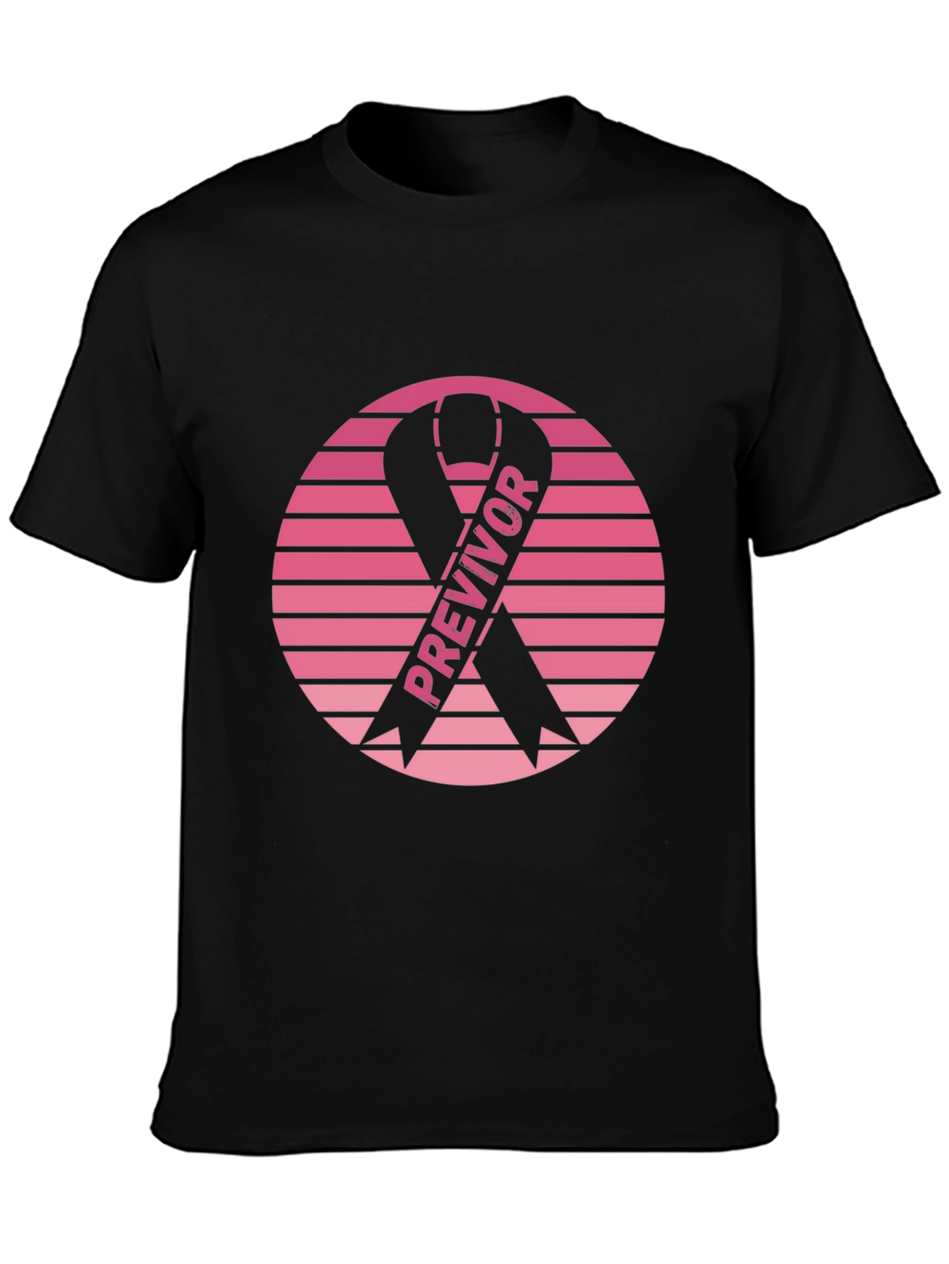 Black Previvor Ribbon Graphic Tee - Breast Cancer Awareness view 3