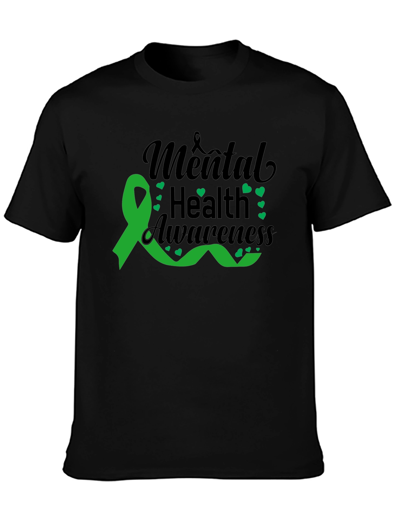 Black Mental Health Awareness Ribbon Graphic T-Shirt view 3