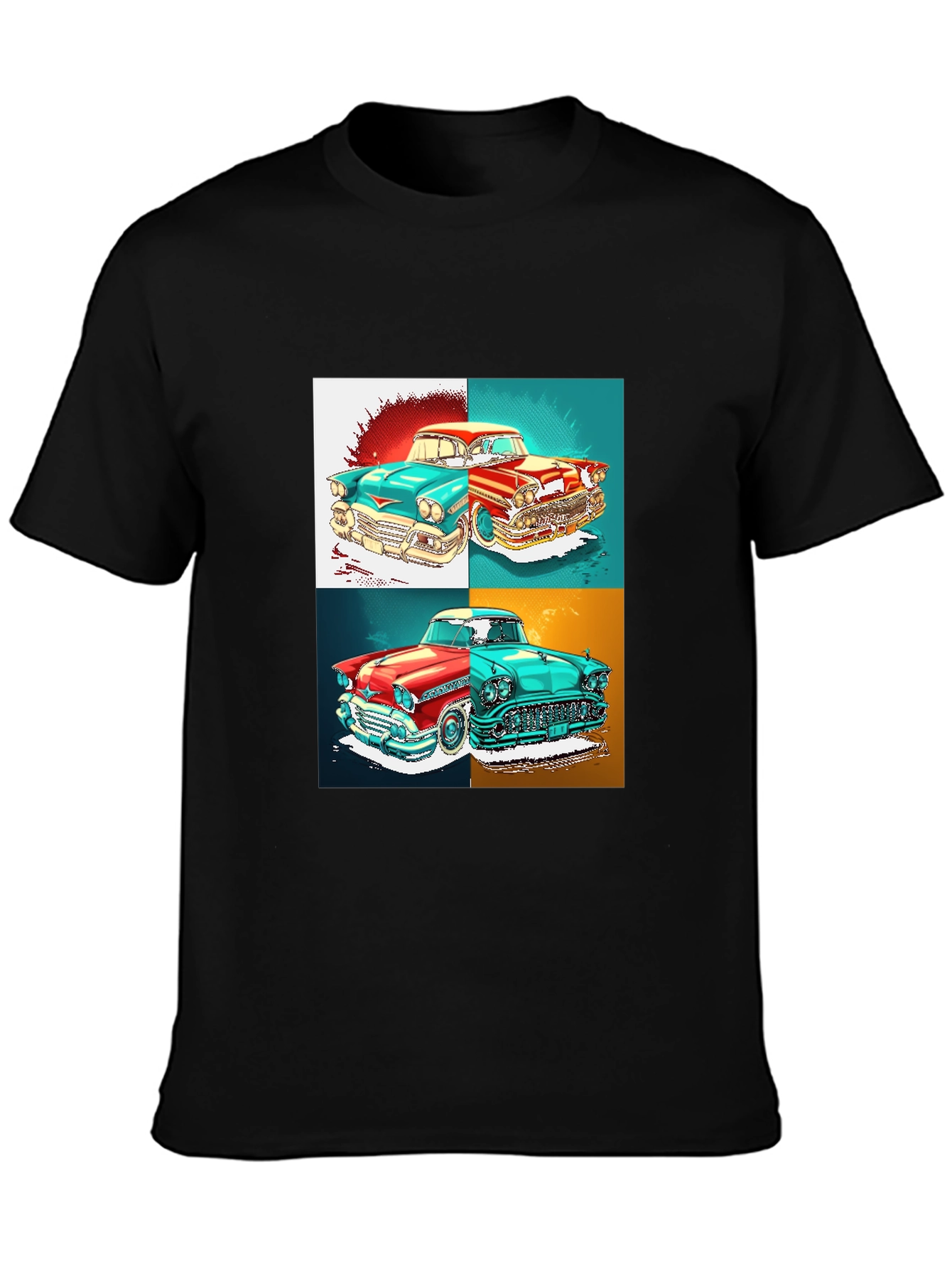 Black Classic Car Graphic T-Shirt - Retro Automotive Style view 3
