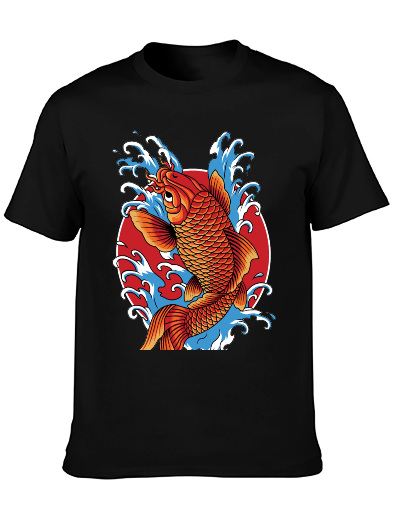 Black Koi Fish Graphic Print T-Shirt view 3