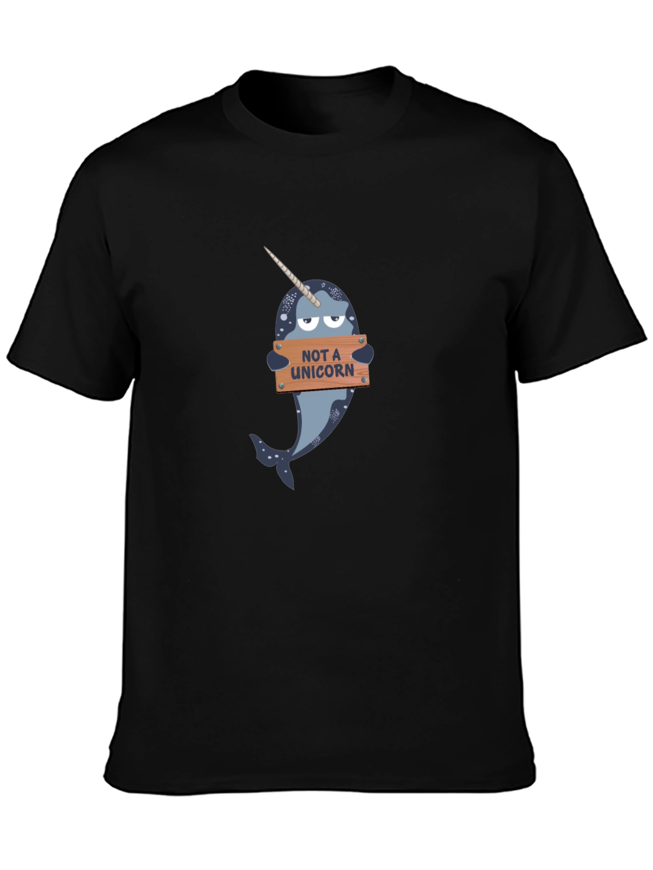 Black Narwhal T-Shirt - "Not A Unicorn" Funny Tee view 3