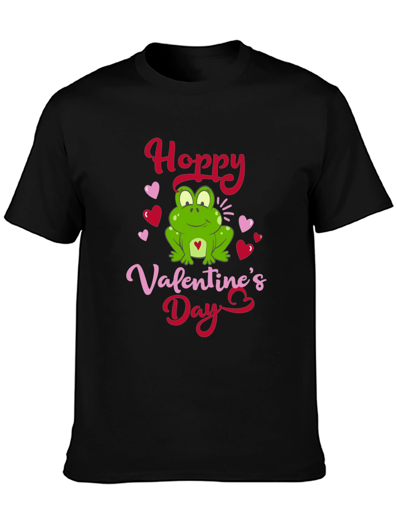 Black Hoppy Valentine's Day Frog Graphic T-Shirt view 3