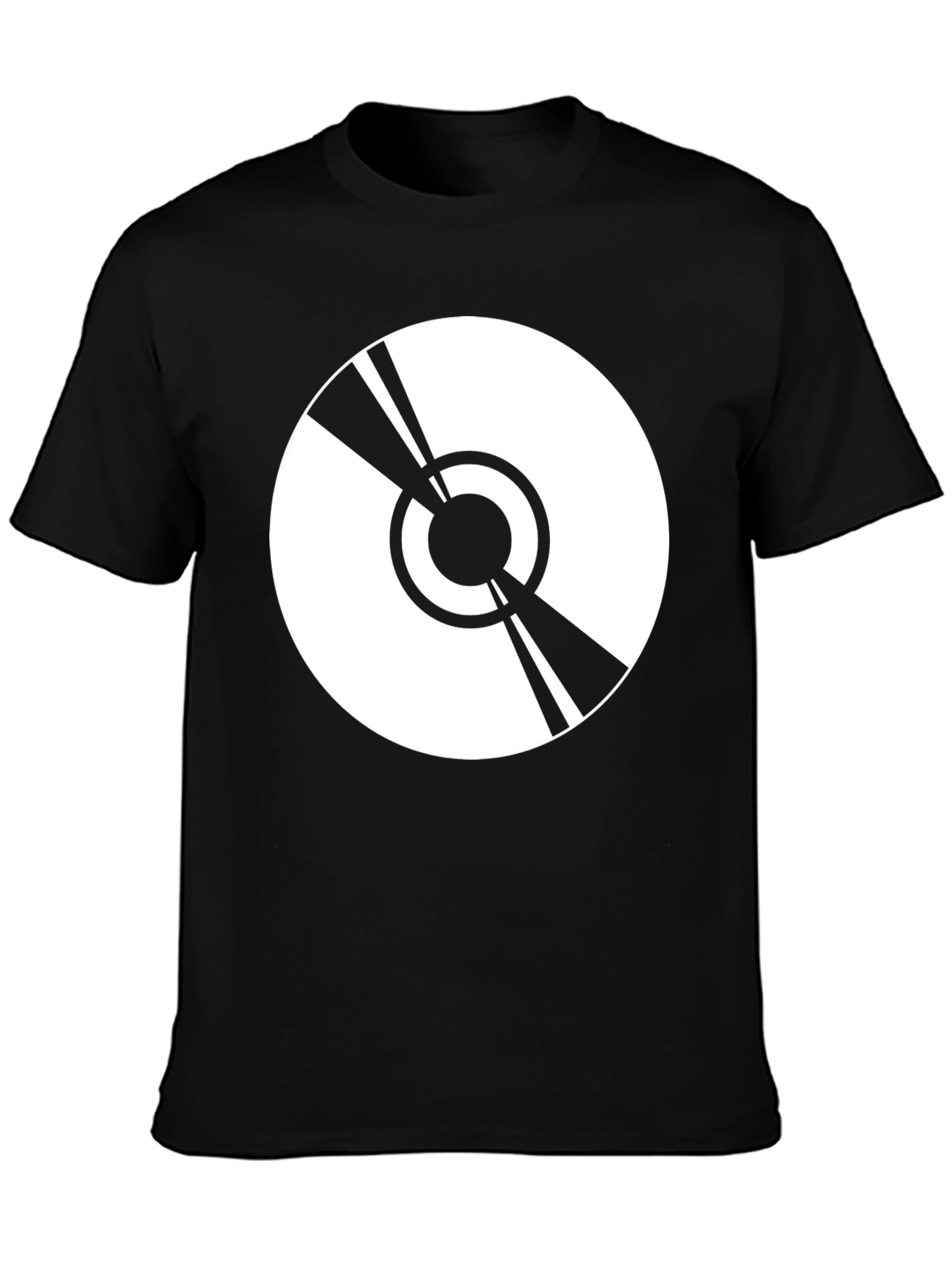 Black Minimalist Vinyl Record Graphic Black T-Shirt view 3