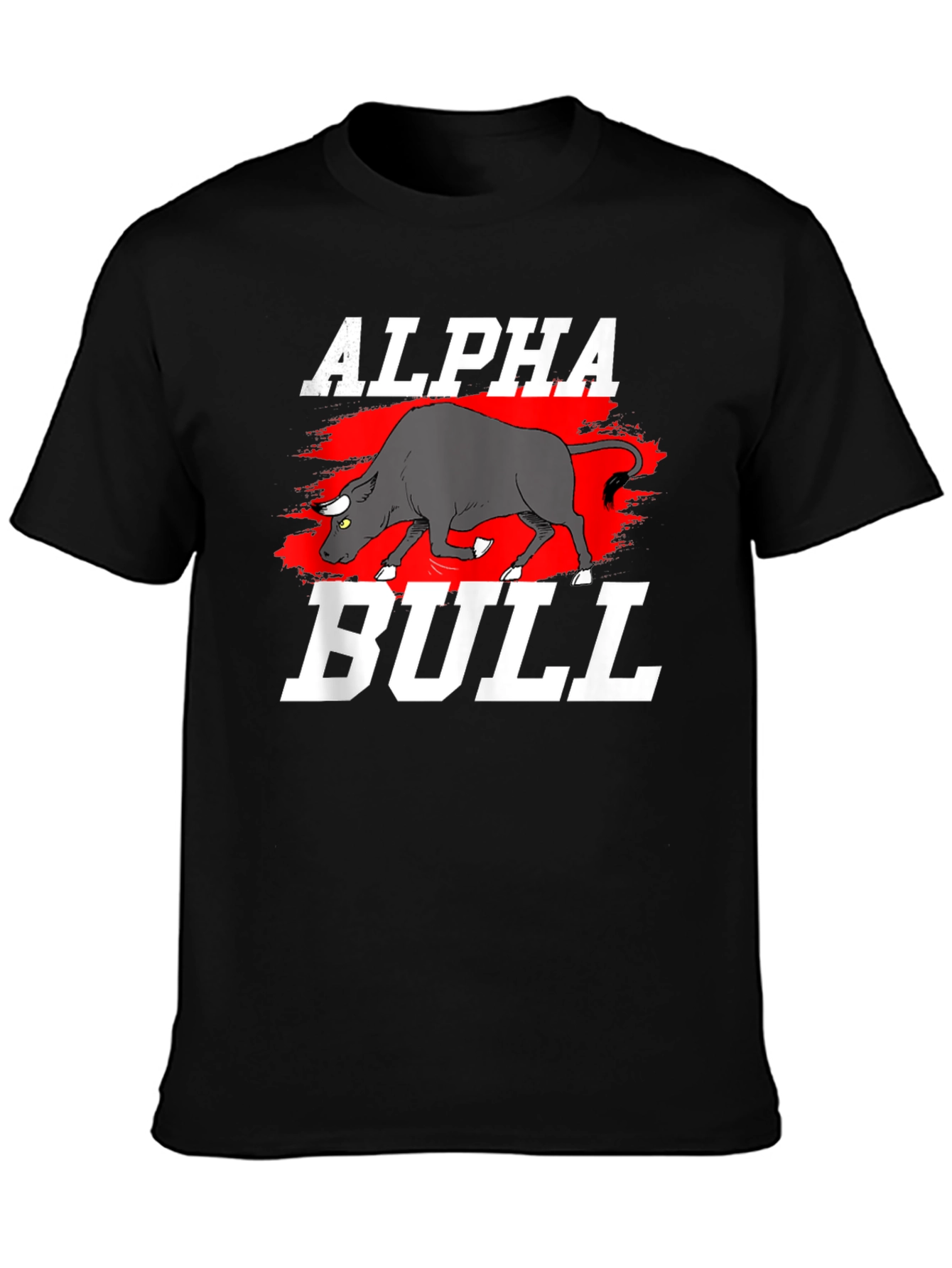 Black Alpha Bull Graphic T-Shirt - Black Cotton Tee view 3