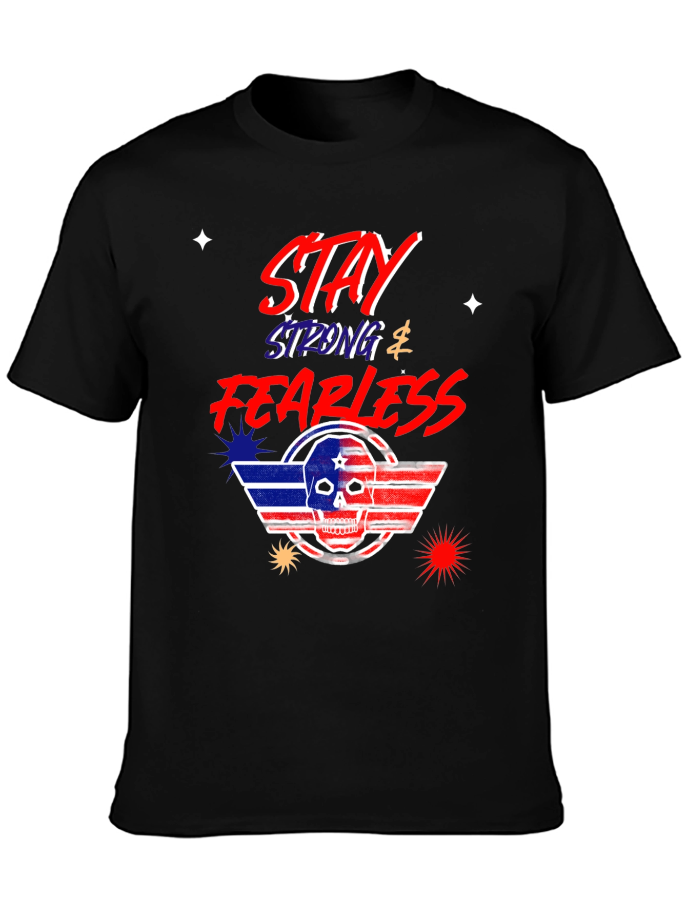 Black Stay Strong Fearless Graphic T-Shirt view 3