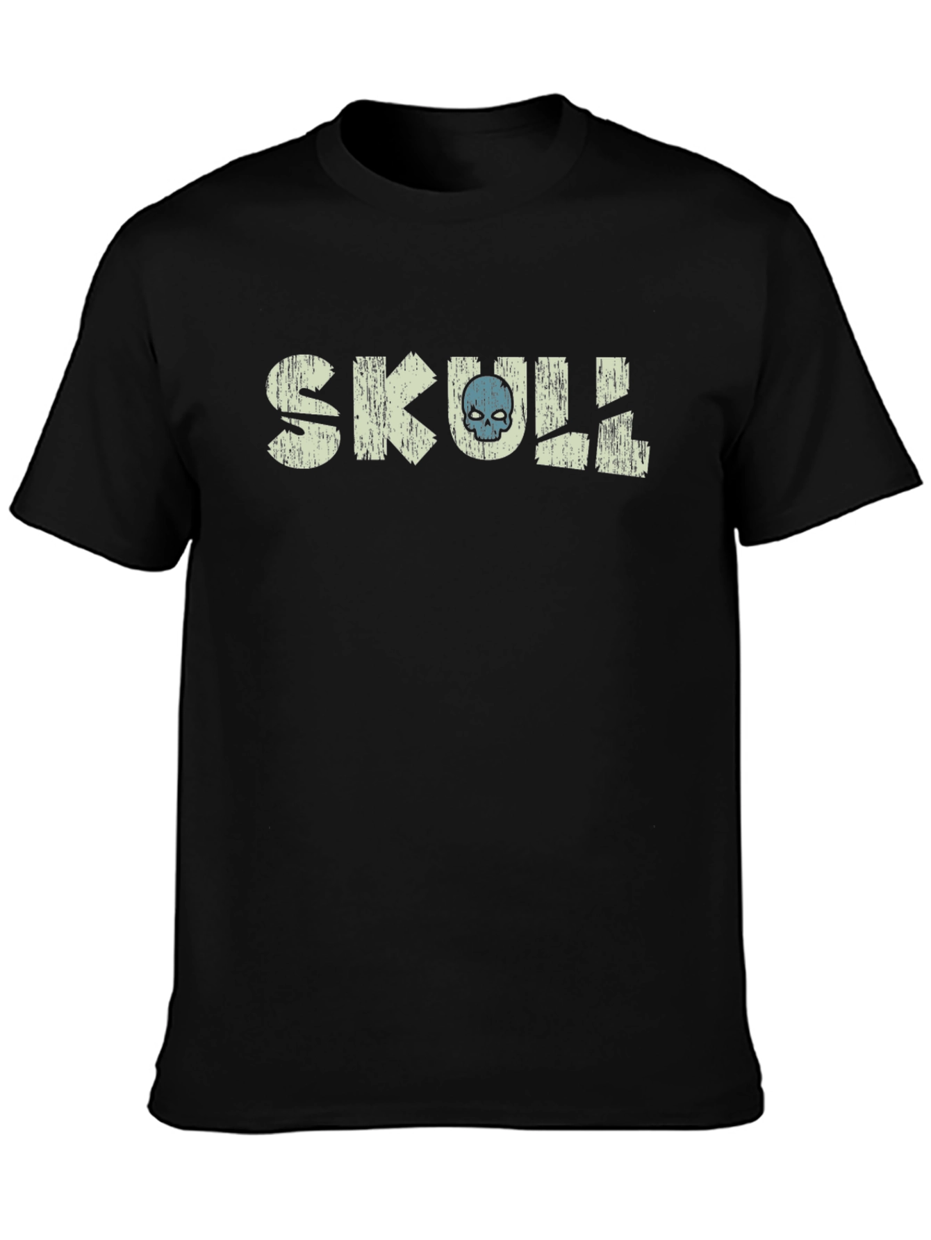 Black Skull Graphic Print Black T-Shirt view 3