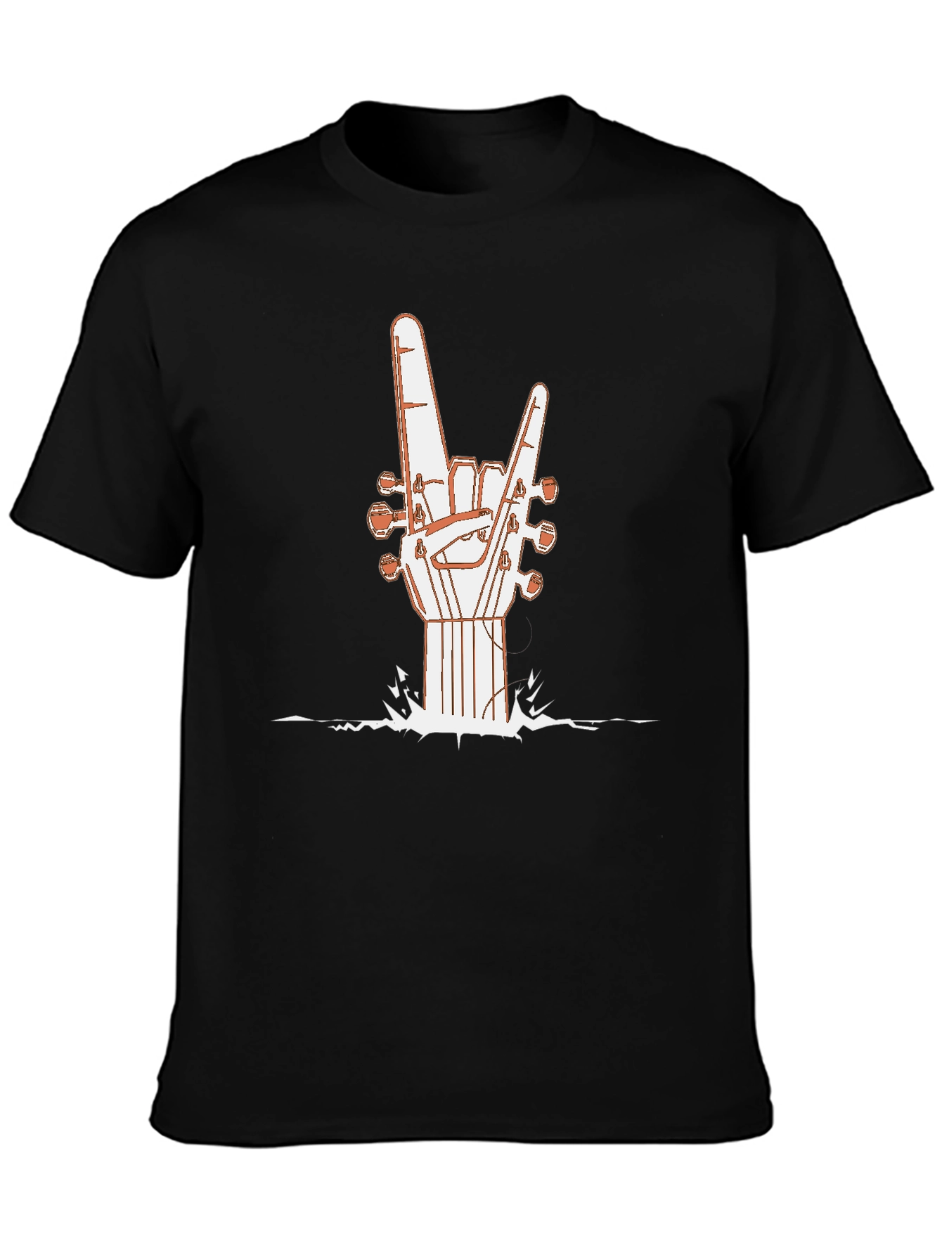 Black Rock On Guitar Hand T-Shirt - Music Lover Tee view 3