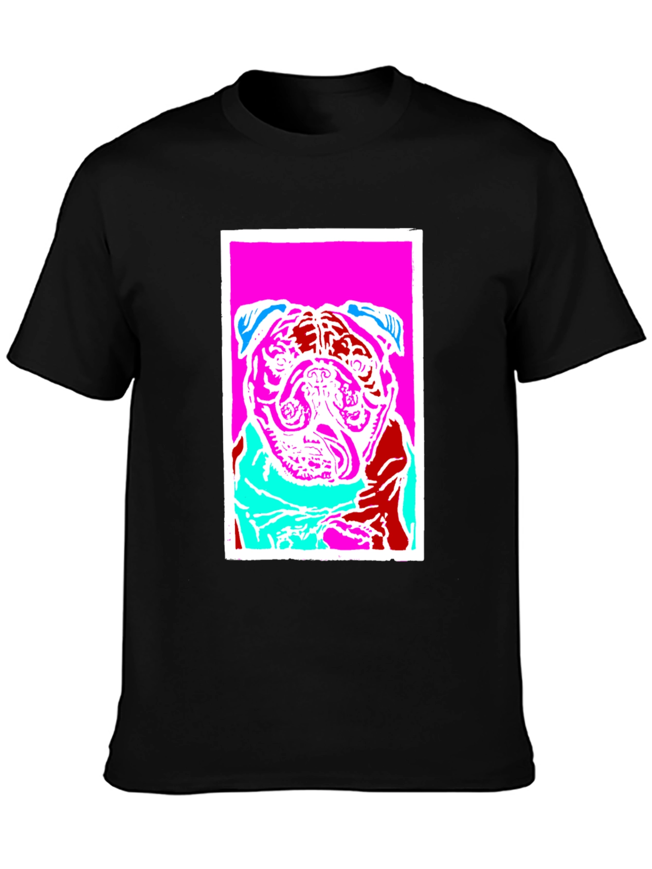 Black Pop Art Pug Graphic Tee - Black Cotton T-Shirt view 3