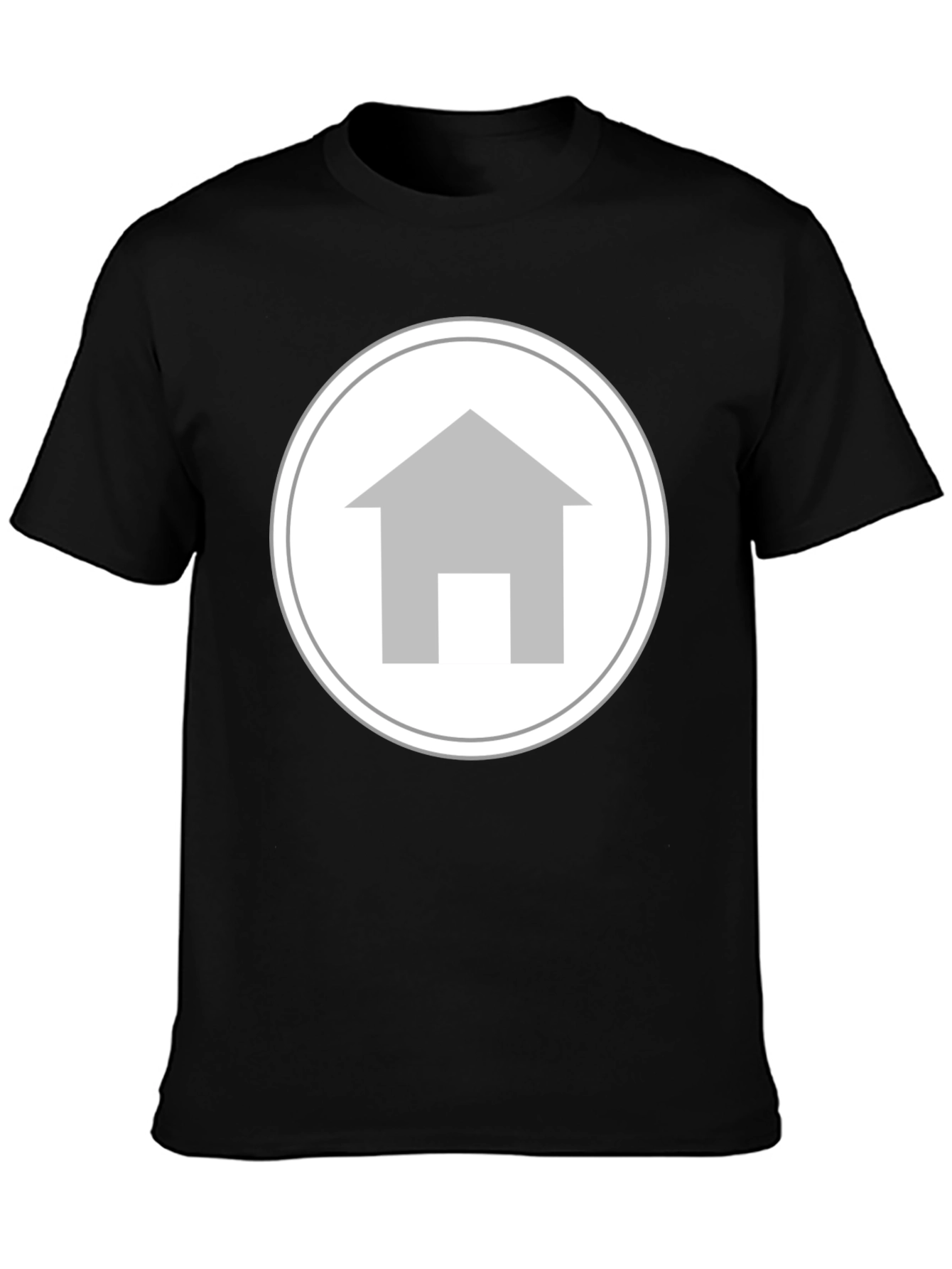 Black Simple House Logo T-Shirt view 3