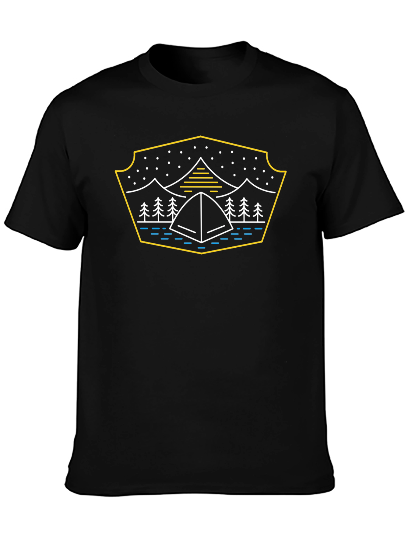 Black Camping Tent Graphic T-Shirt - Black view 3