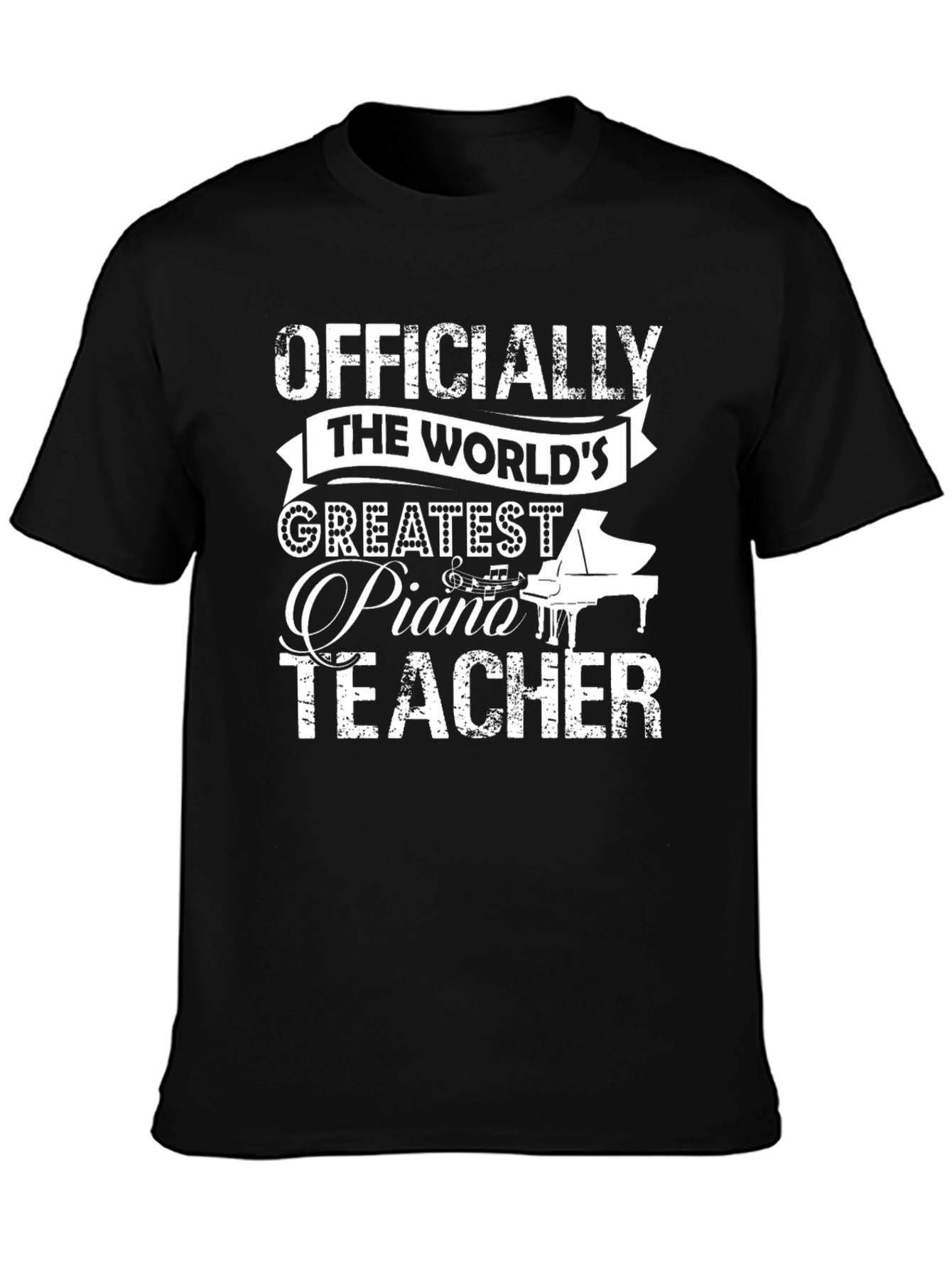 Black World's Greatest Piano Teacher T-Shirt view 3