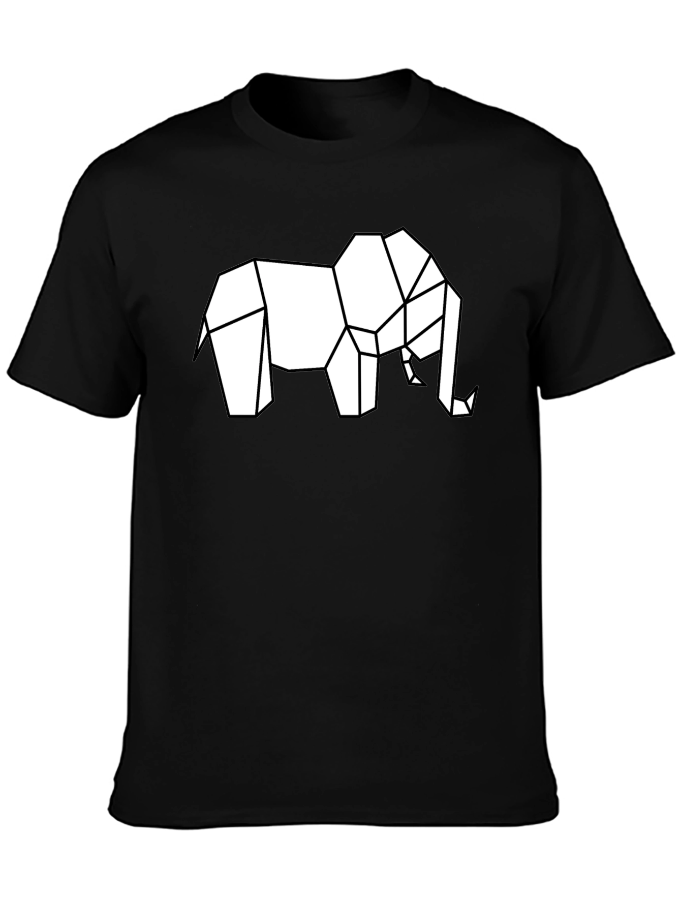 Black Geometric Elephant Graphic T-Shirt view 3