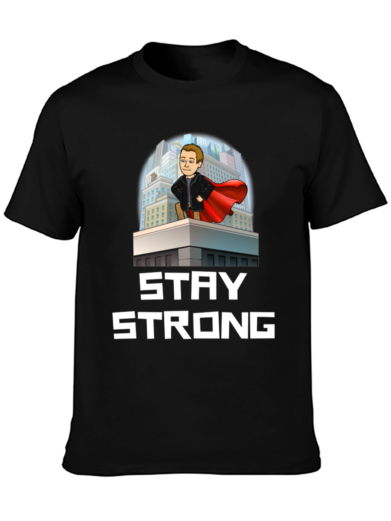 Black Stay Strong Superhero T-Shirt view 3