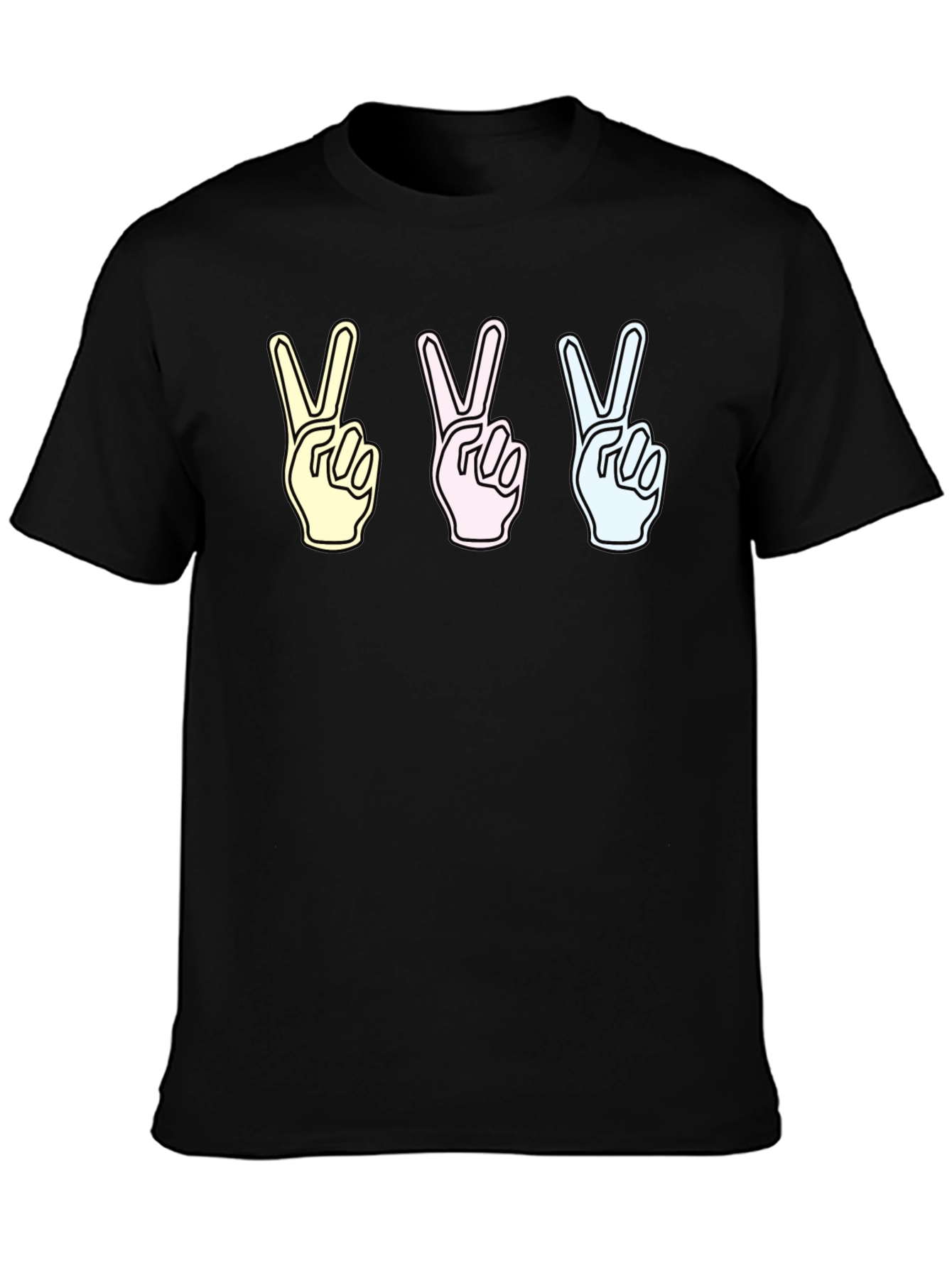 Black Peace Sign T-Shirt - Pastel Gesture Tee view 3