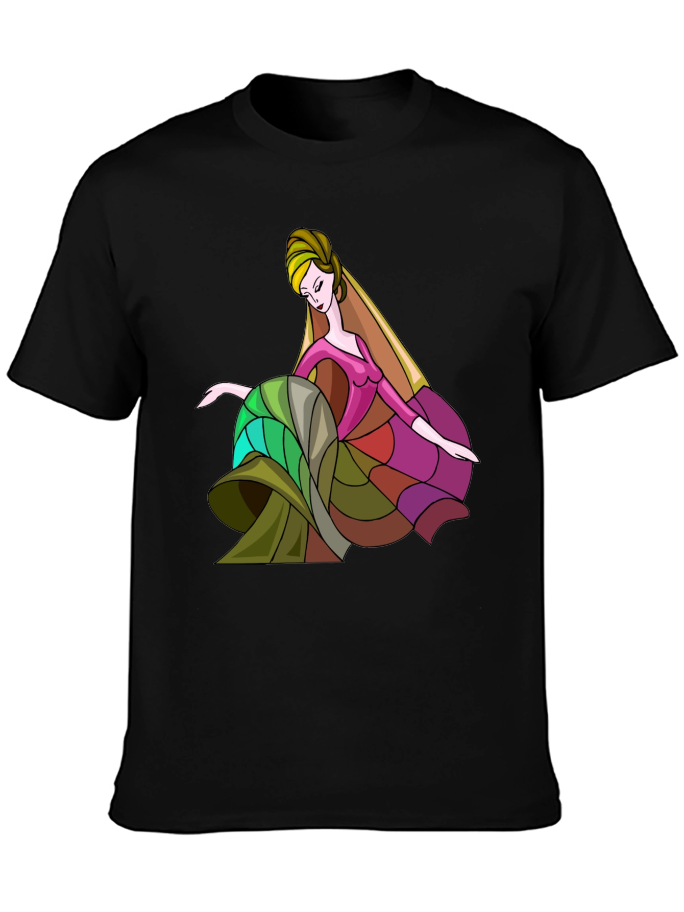 Black Artistic Woman Graphic Print Black Tee view 3
