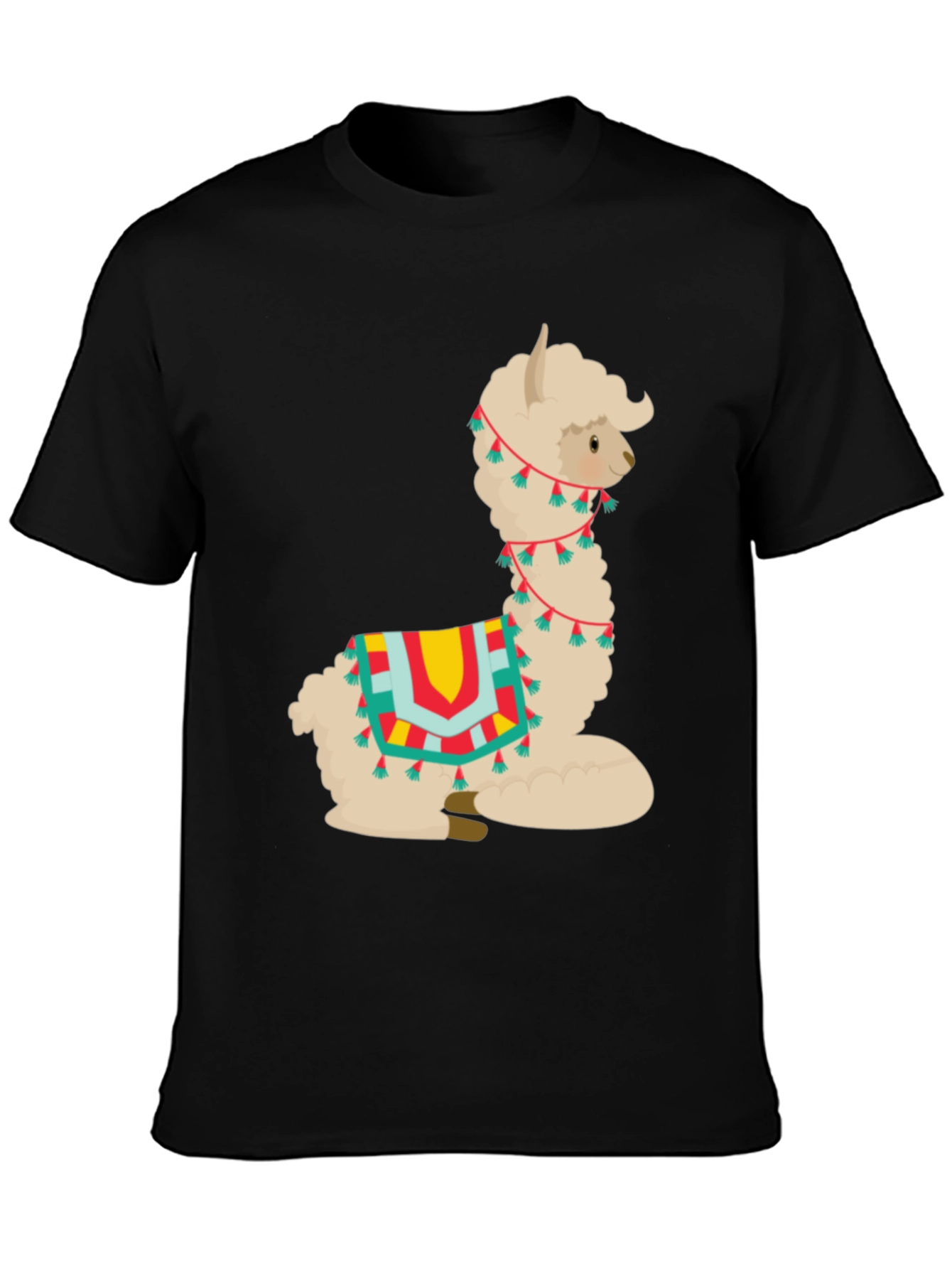 Black Alpaca T-Shirt - Cute Cartoon Llama Graphic Tee view 3