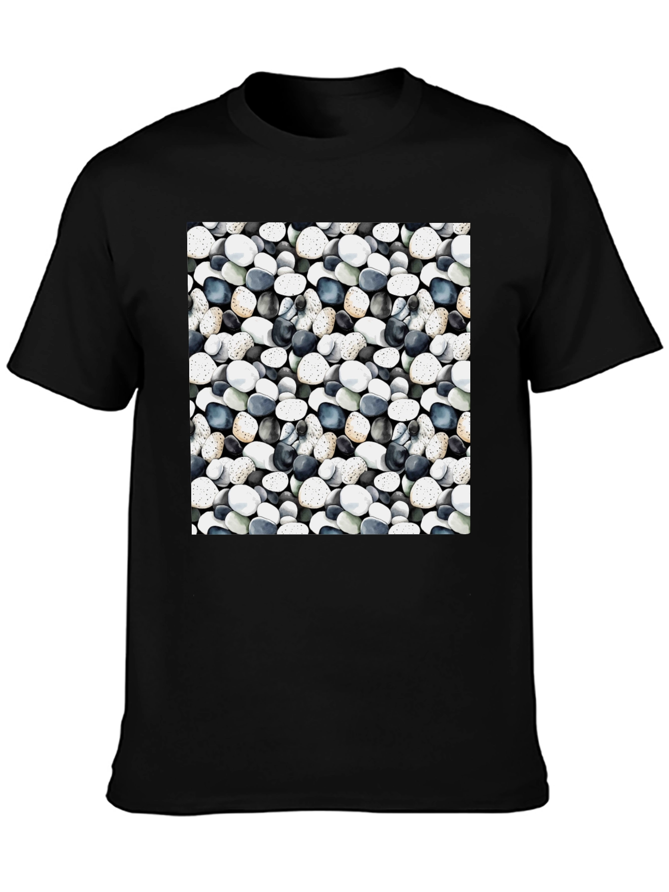 Black Pebble Pattern Black T-Shirt view 3