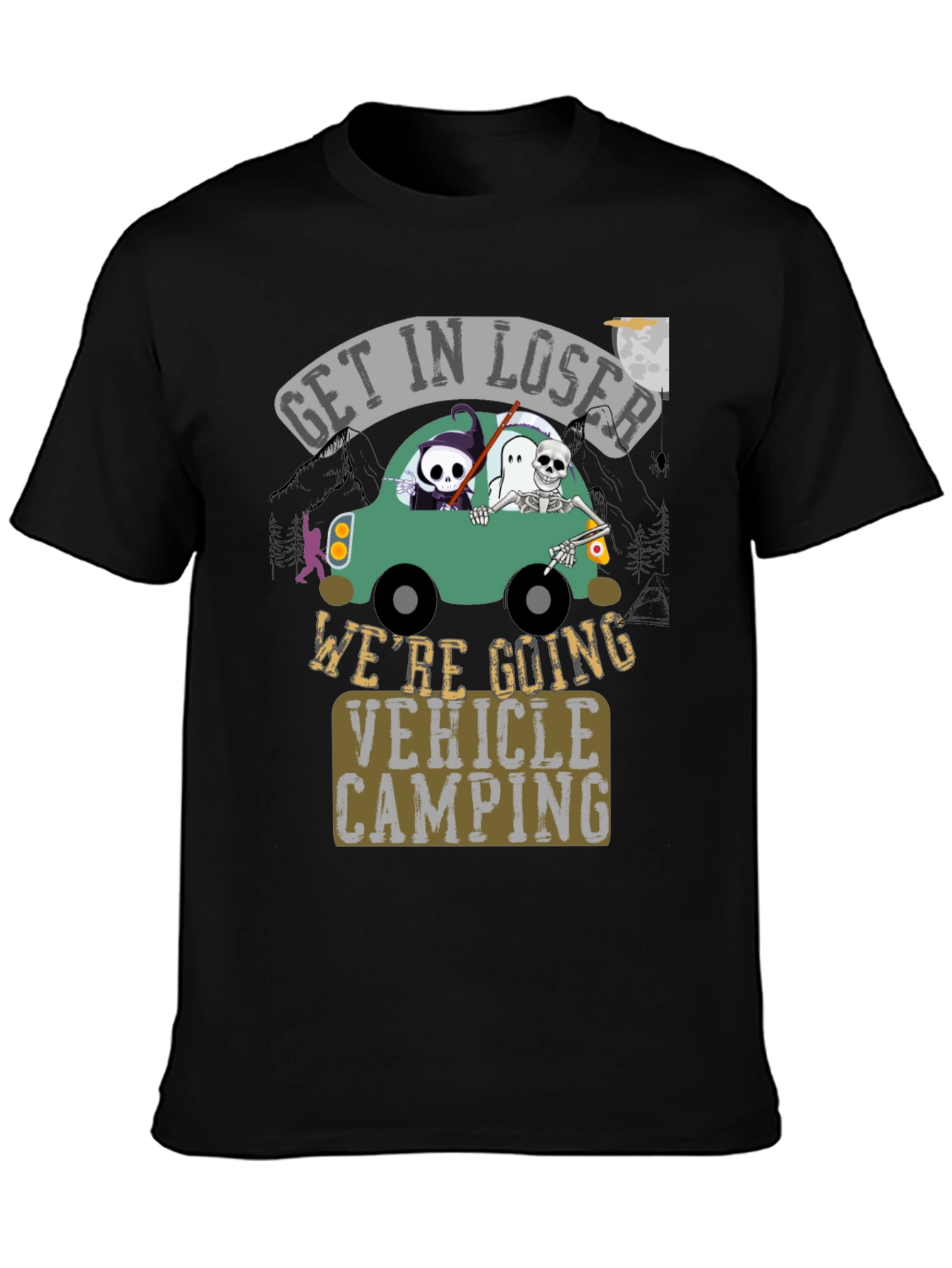 Black Get In Loser Vehicle Camping Graphic Tee view 3
