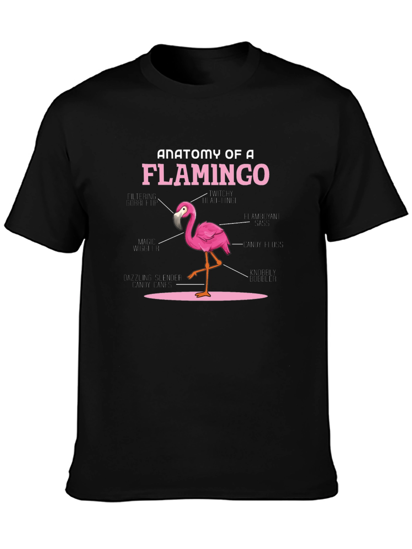 Black Anatomy of a Flamingo T-Shirt - Novelty Graphic Tee view 3