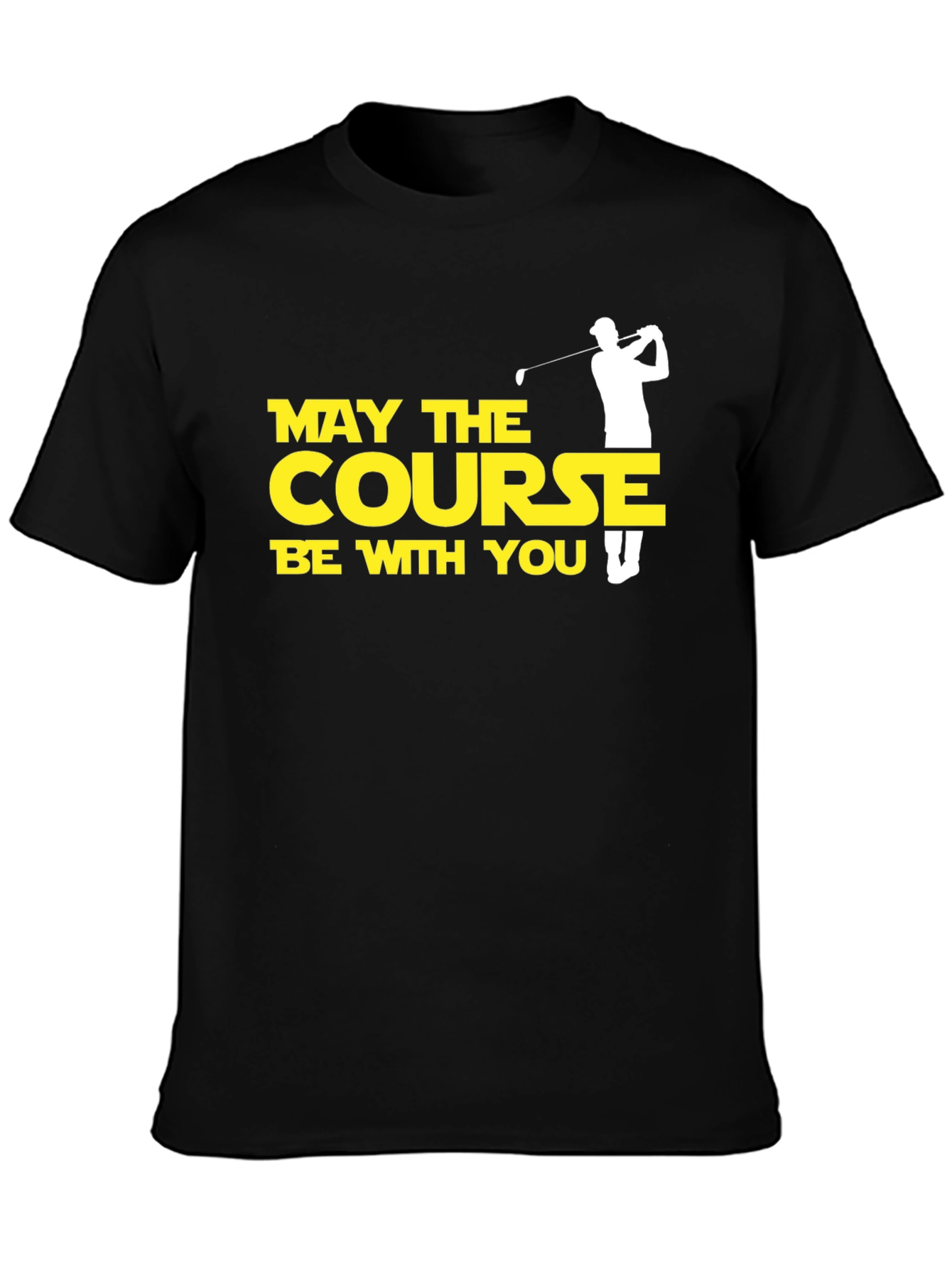 Black May the Course Be With You Golf T-Shirt view 3