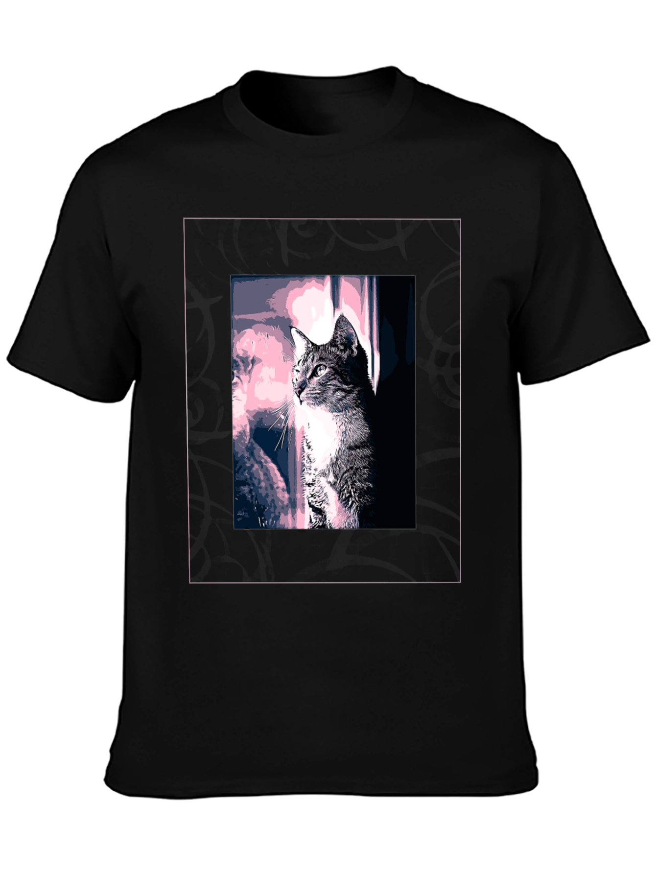 Black Cool Cat Graphic Tee - Stylish Black T-Shirt view 3