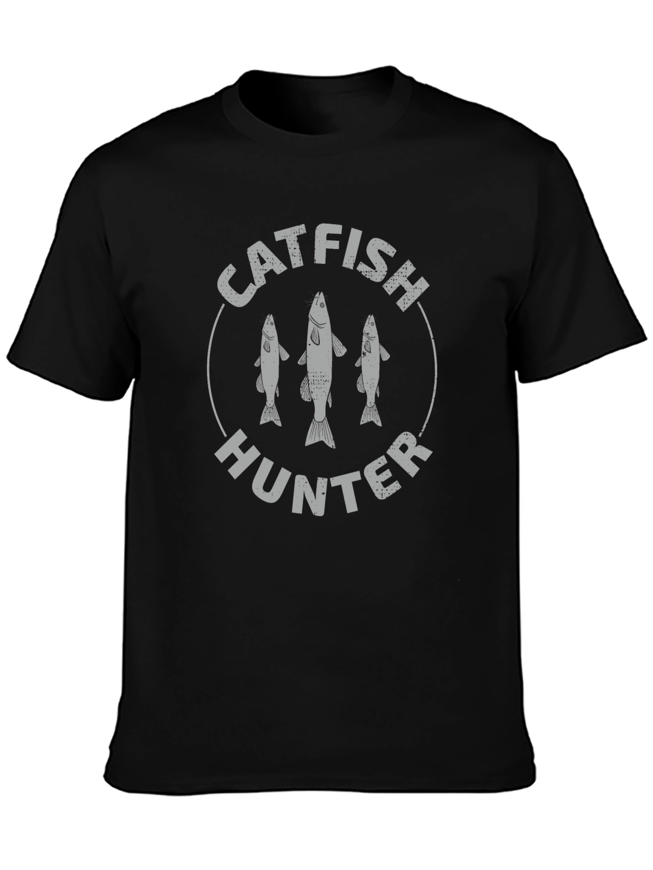 Black Catfish Hunter Graphic Tee - Black Cotton T-Shirt view 3