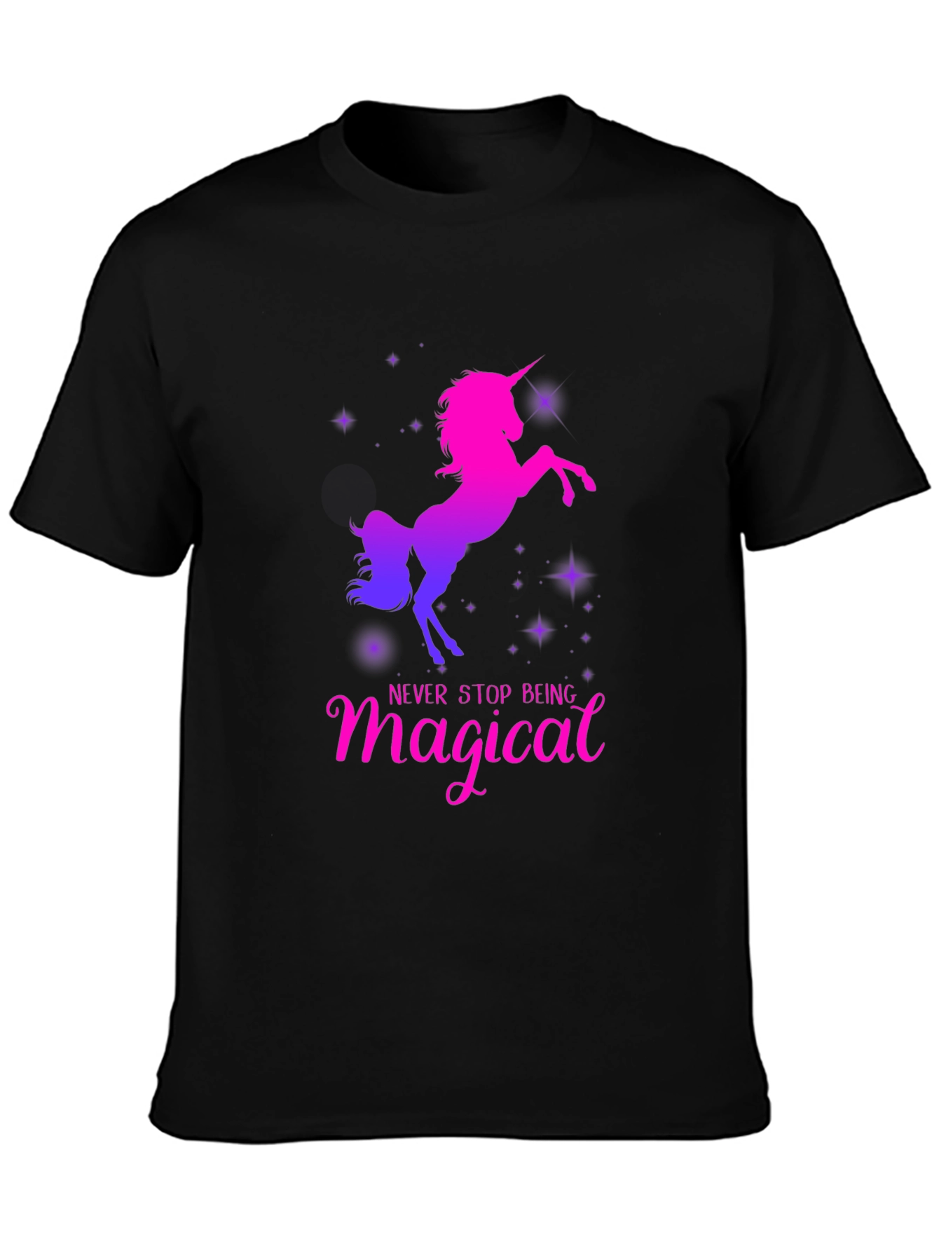 Black Magical Unicorn T-Shirt - Black view 3