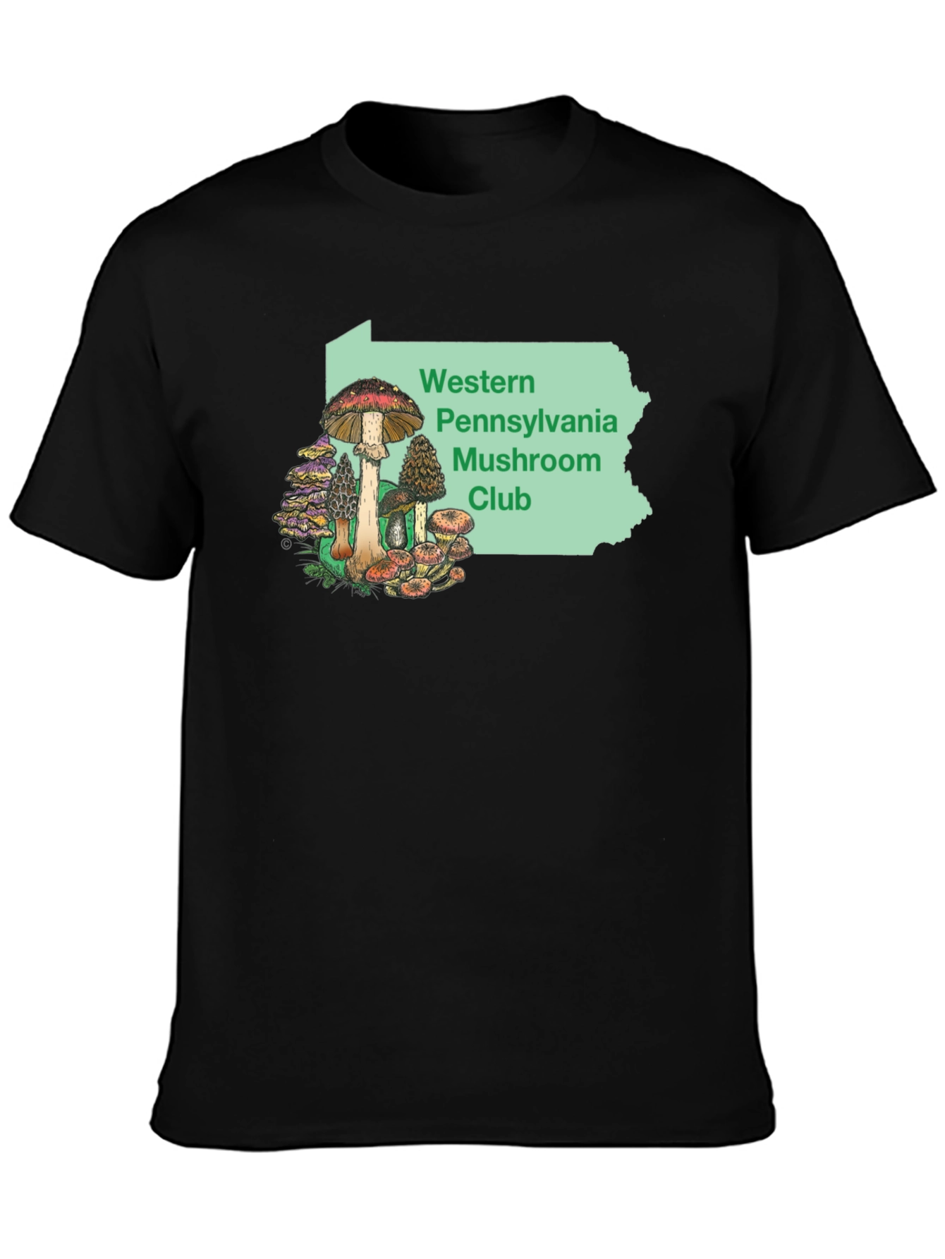 Black Western PA Mushroom Club T-Shirt view 3