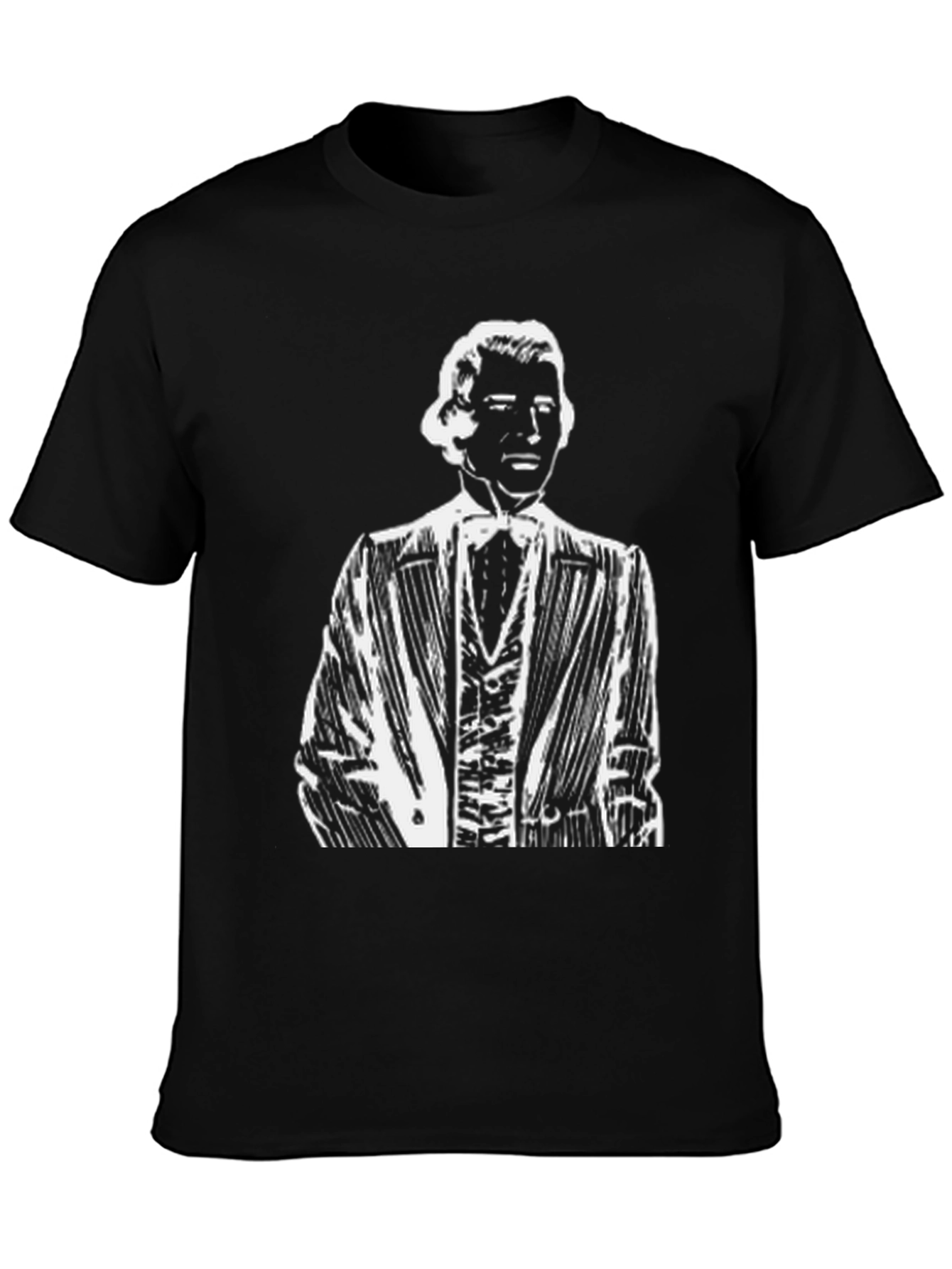 Black Gentleman Portrait Black T-Shirt - Classically Cool view 3