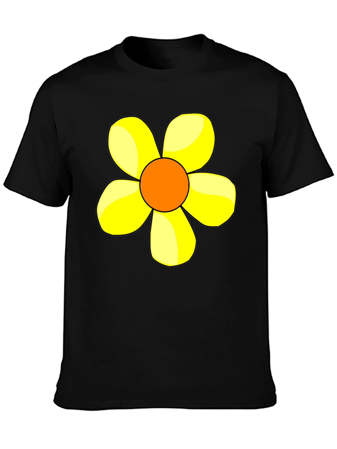 Black Black T-Shirt with Yellow Flower Graphic view 3