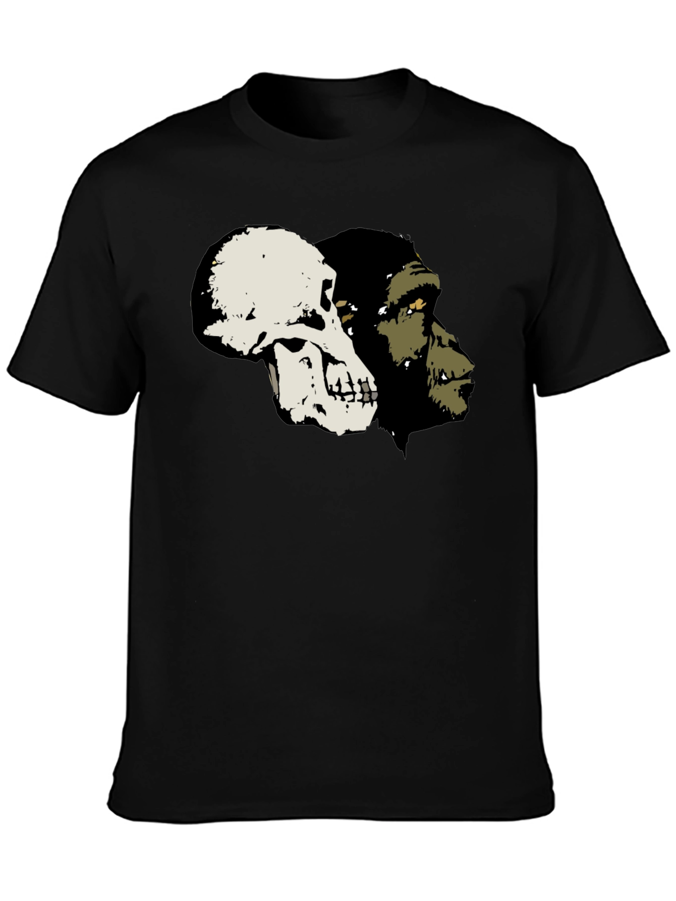 Black Primate Evolution Graphic Tee - Skull & Ape view 3