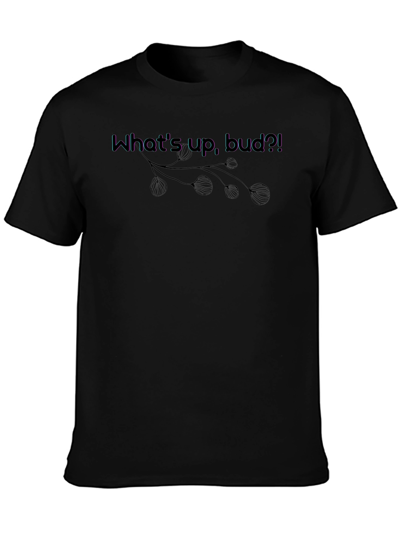 Black What's Up, Bud?! Graphic Tee - Casual Black T-Shirt view 3