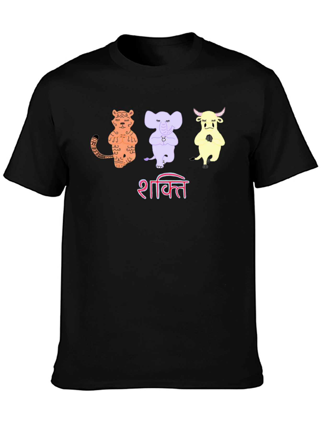 Black Shakti Yoga Animal T-Shirt - Mens Black Tee view 3